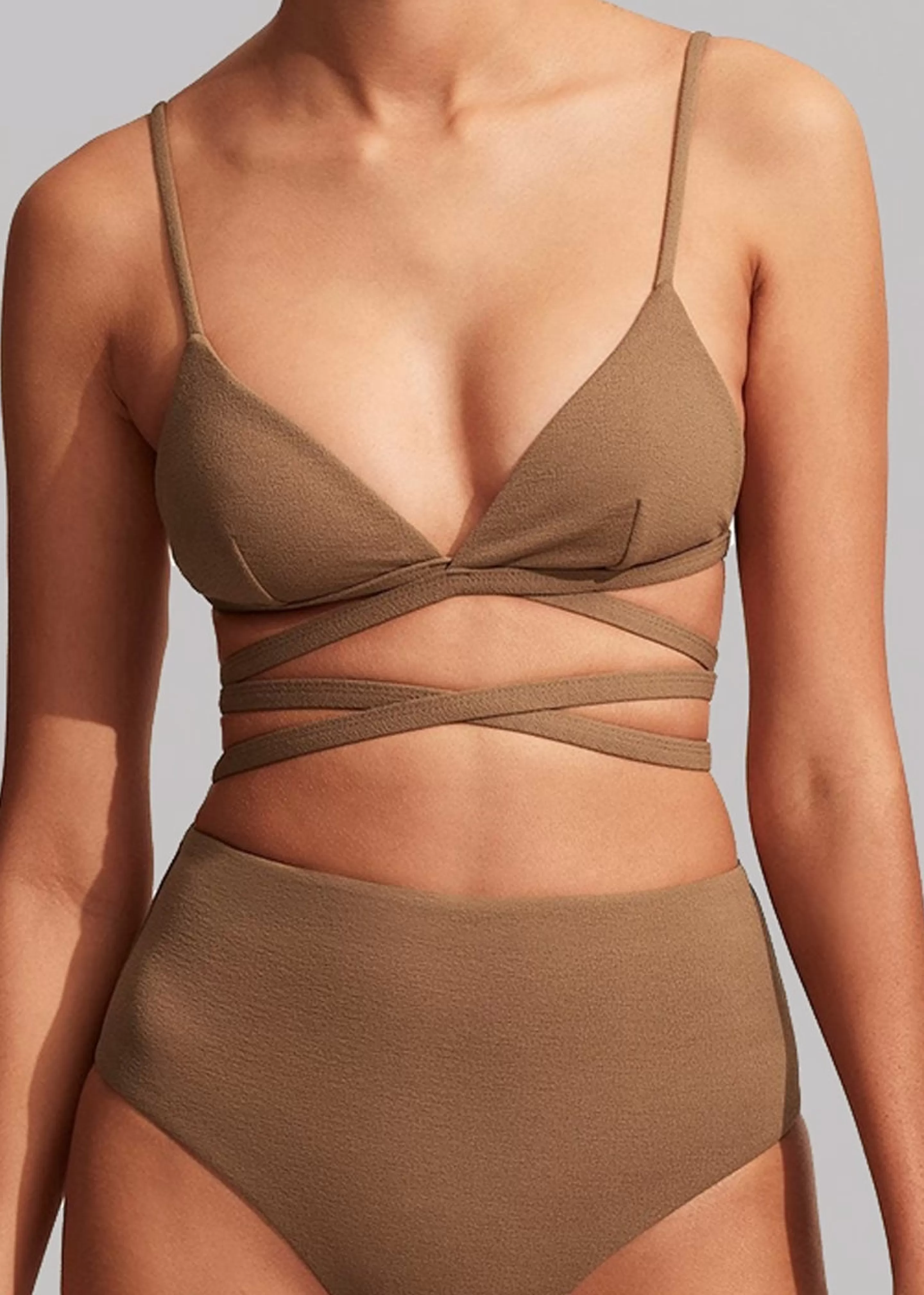 Swimwear | The Frankie Shop Matteau Wrap Triangle Bikini Top Cinnamon Crinkle