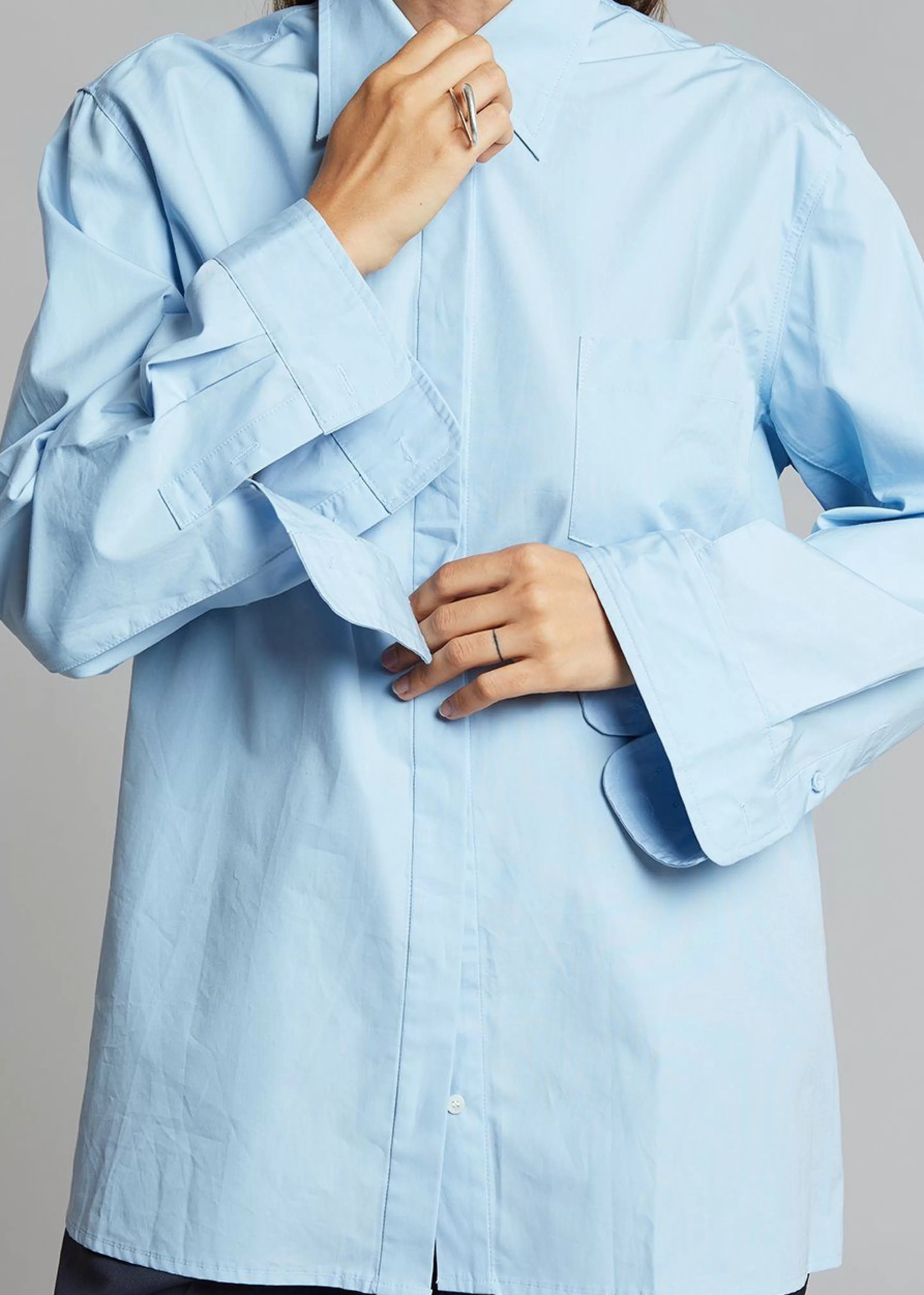 Tops | The Frankie Shop Mayim Oversized Shirt Sky