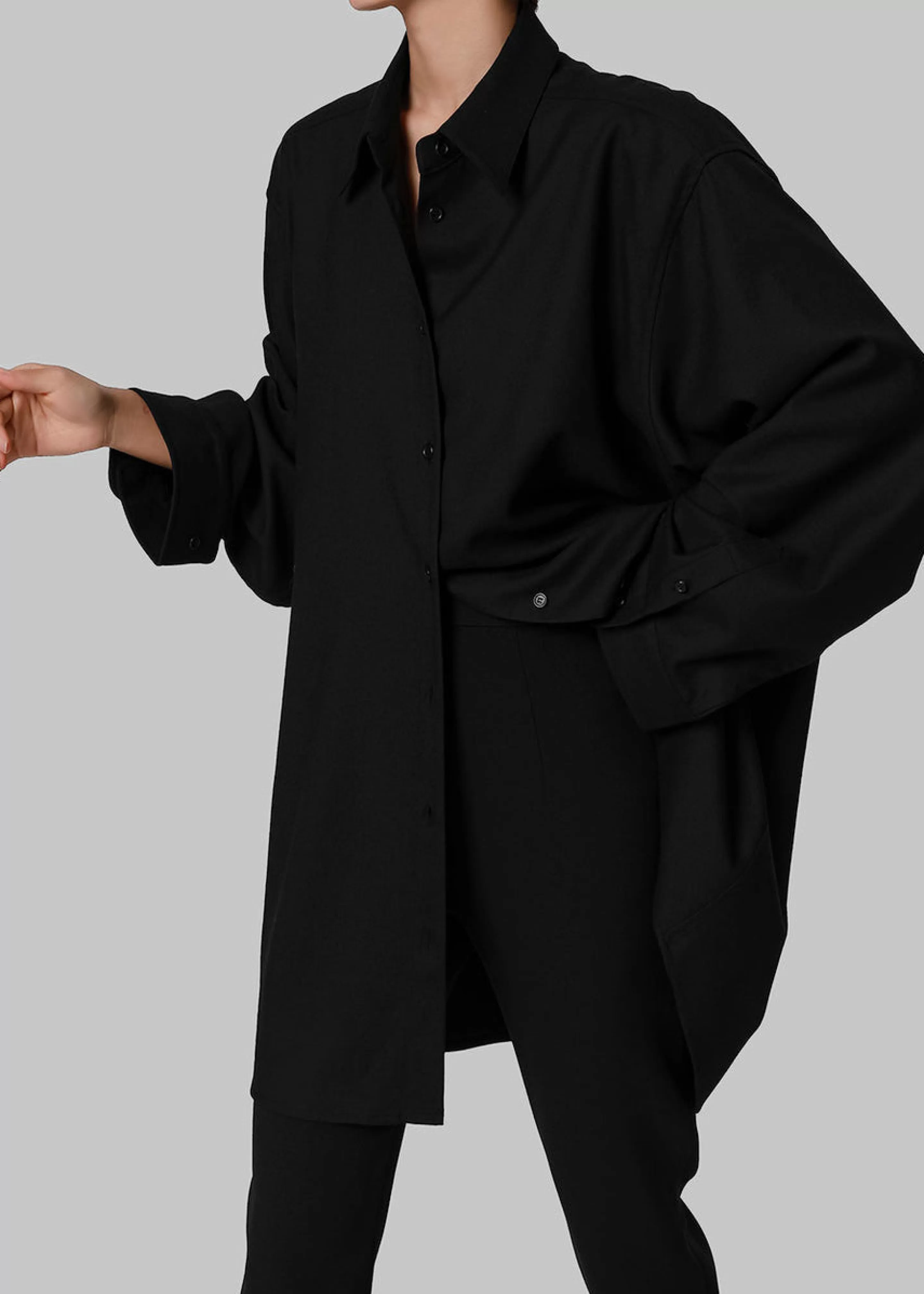 Tops | The Frankie Shop Mayim Oversized Shirt Black