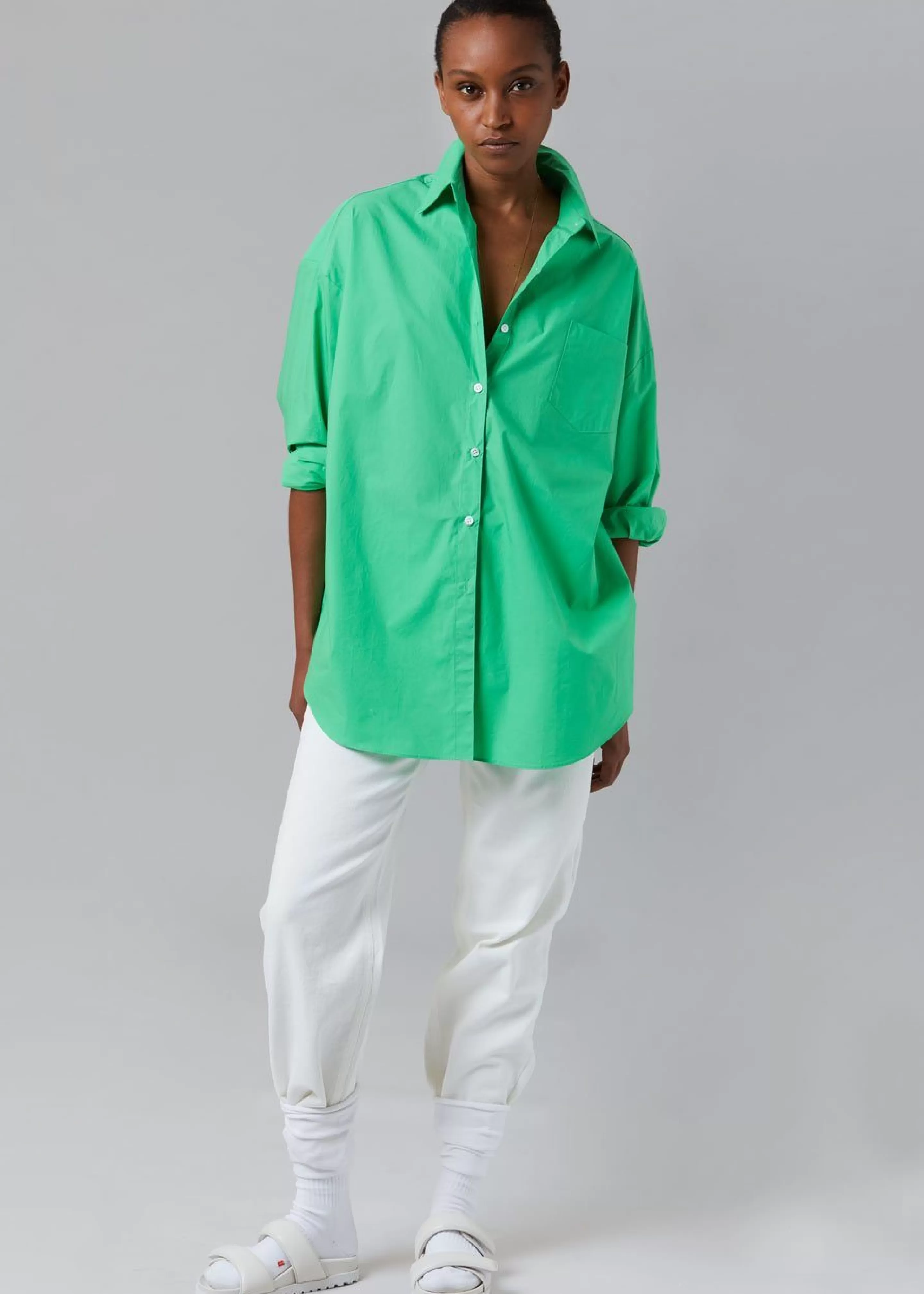 Tops | The Frankie Shop Melody Oversized Cotton Shirt Island Green