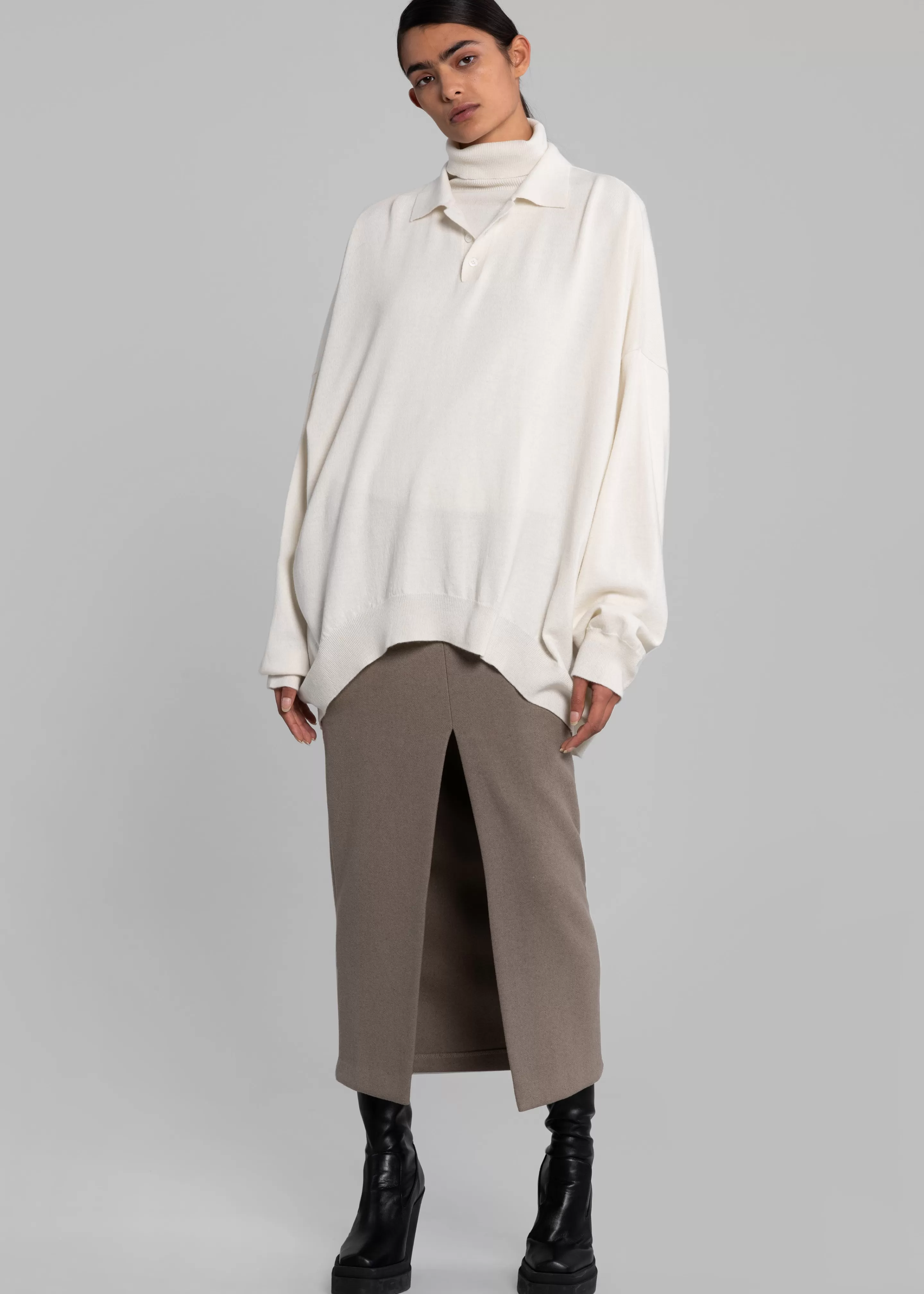 Knitwear | The Frankie Shop Meriel Polo Sweater Cream