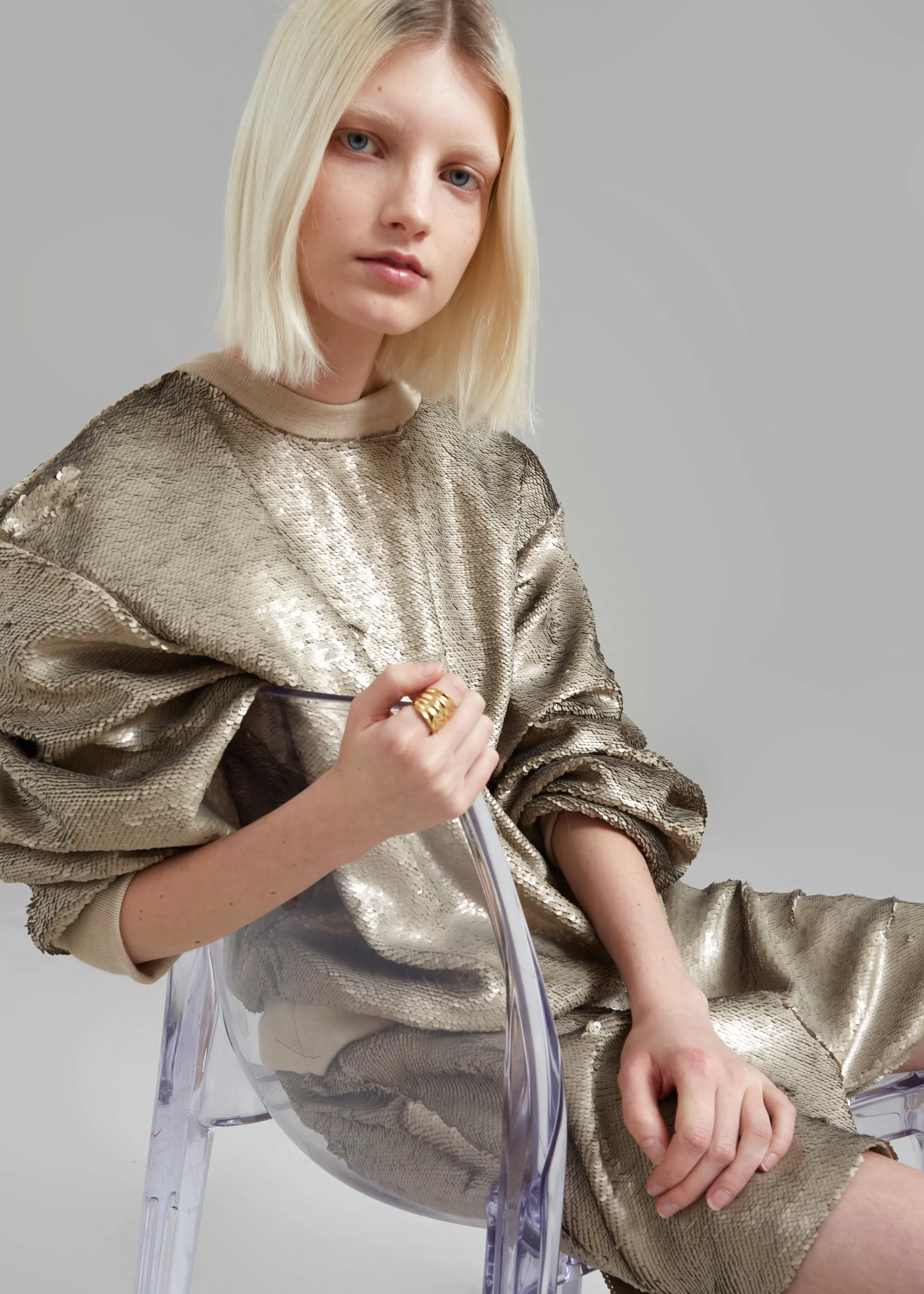 Tops | The Frankie Shop Metz Sequins Sweatshirt Bronze