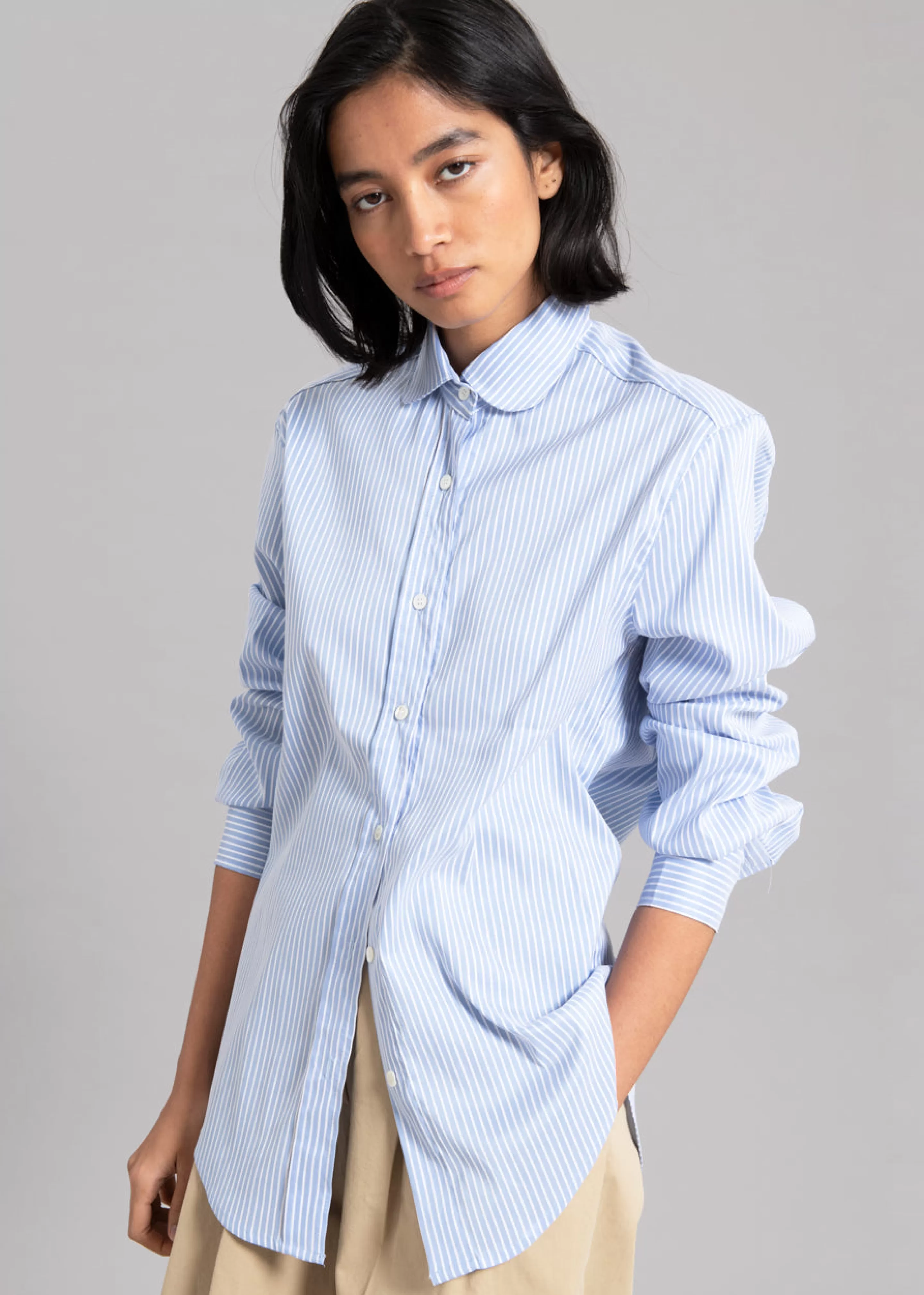 Tops | The Frankie Shop Mina Shirt Blue Stripe