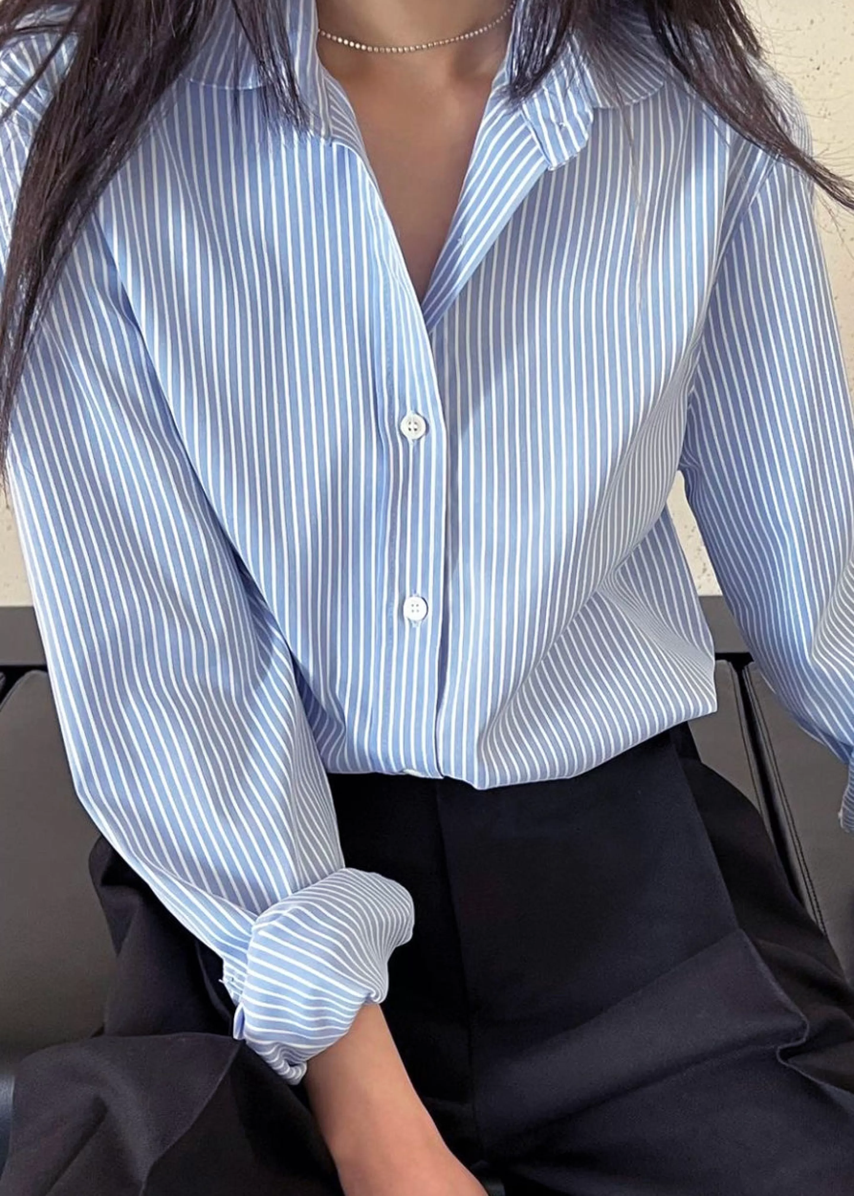 Tops | The Frankie Shop Mina Shirt Blue Stripe