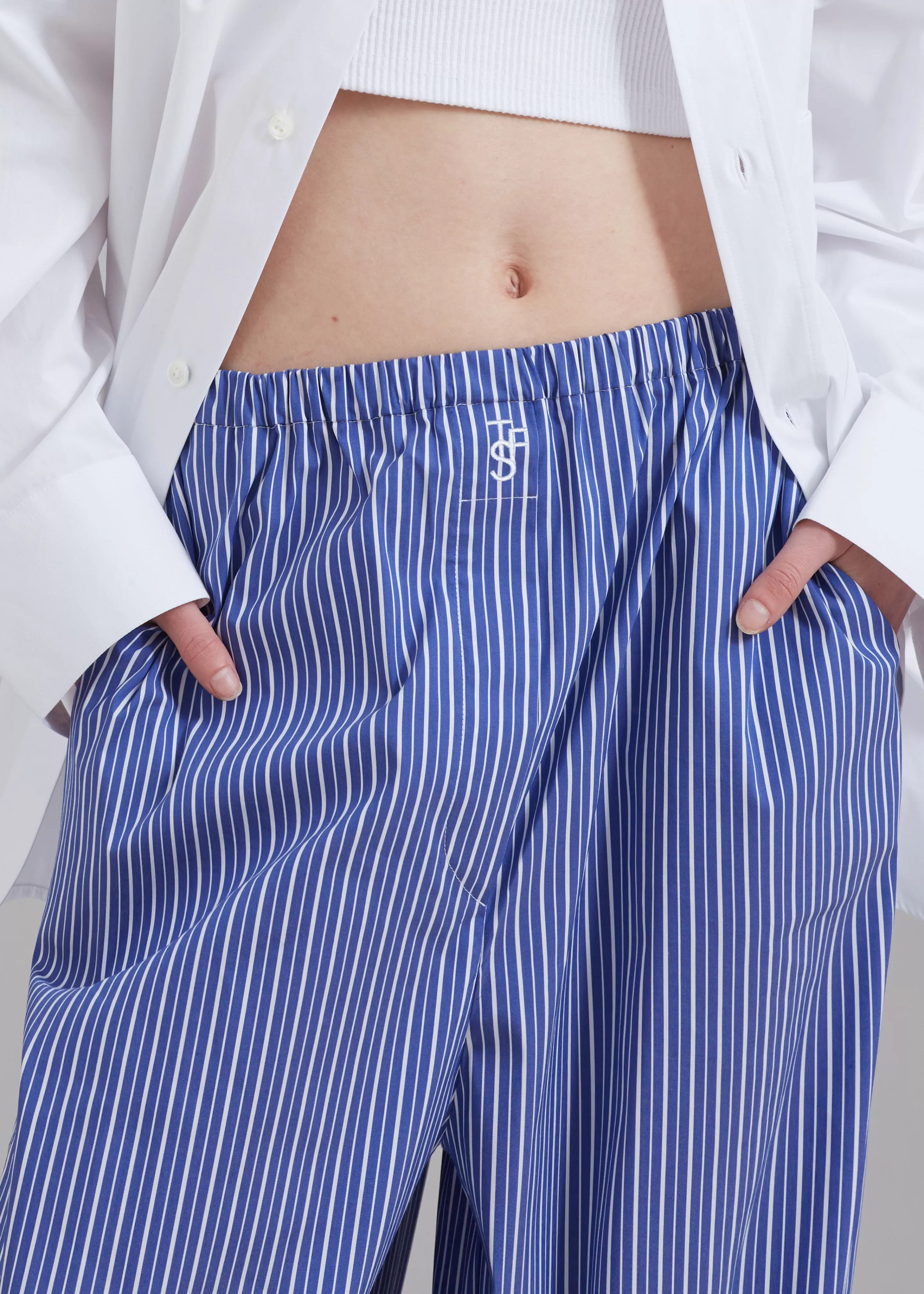 Bottoms | The Frankie Shop Mirca Elastic Pants Blue Multi Stripe