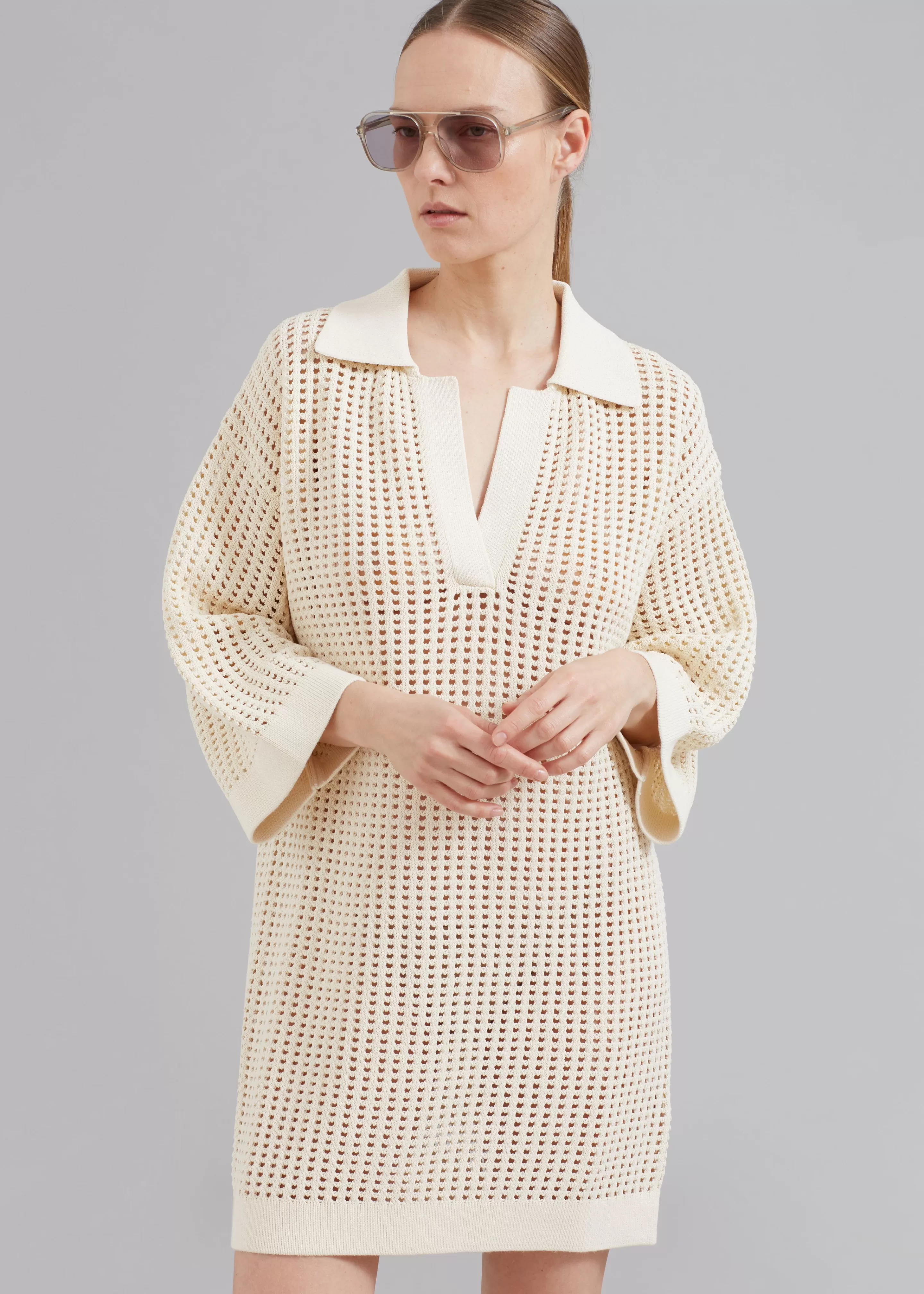 Dresses | The Frankie Shop Nanushka Siya Long Sleeve Collared Dress Creme