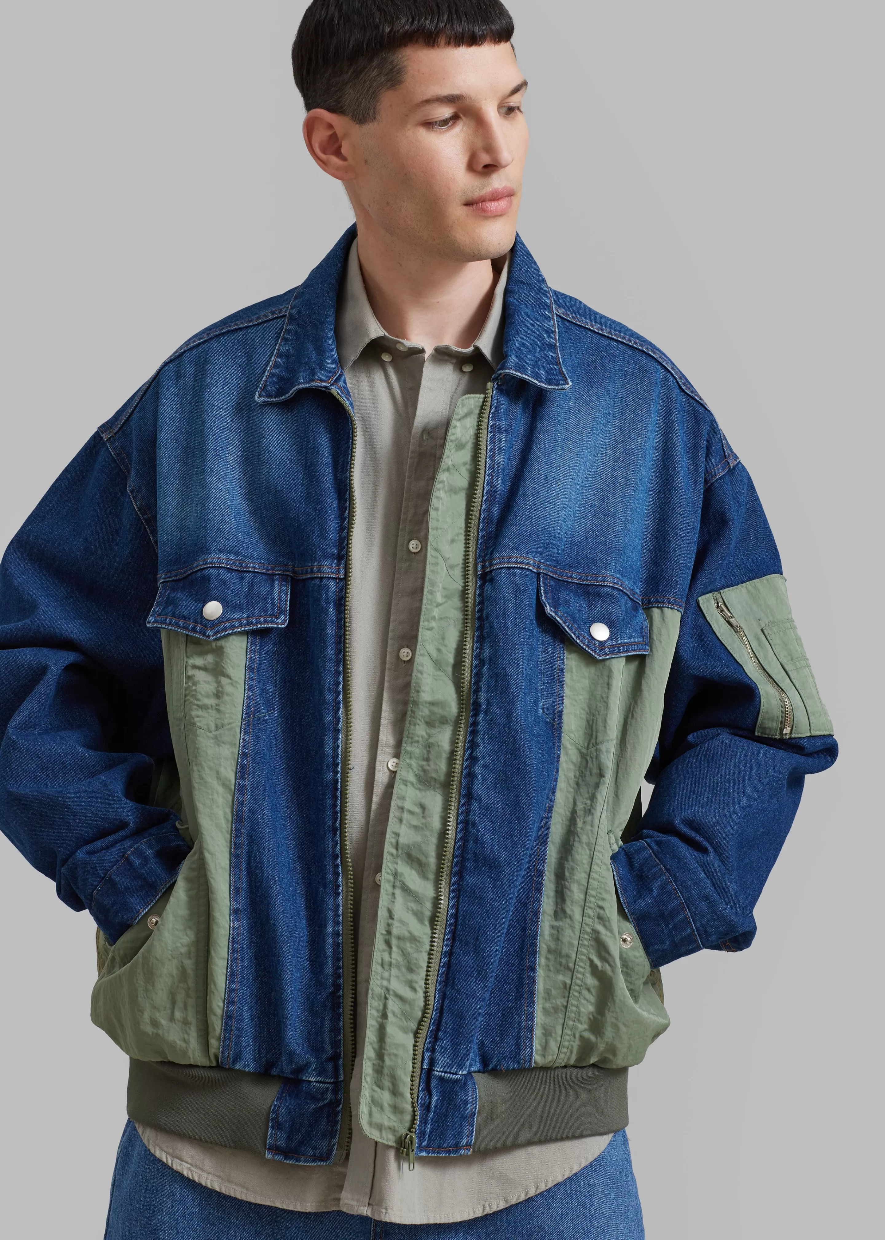 Outerwear | The Frankie Shop Nash Denim Color-Block Jacket Blue