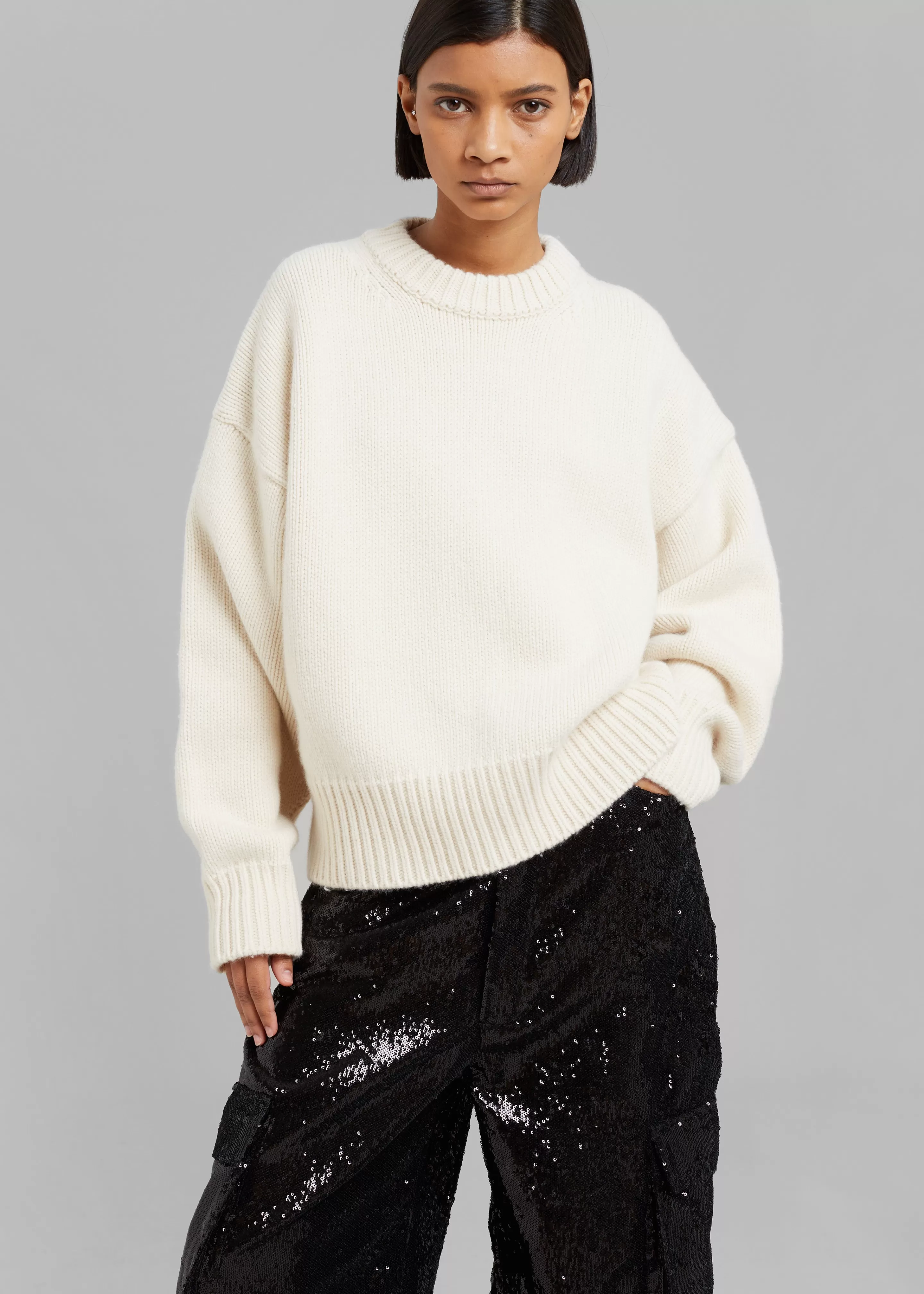 Knitwear | The Frankie Shop Natte Sweater Cream