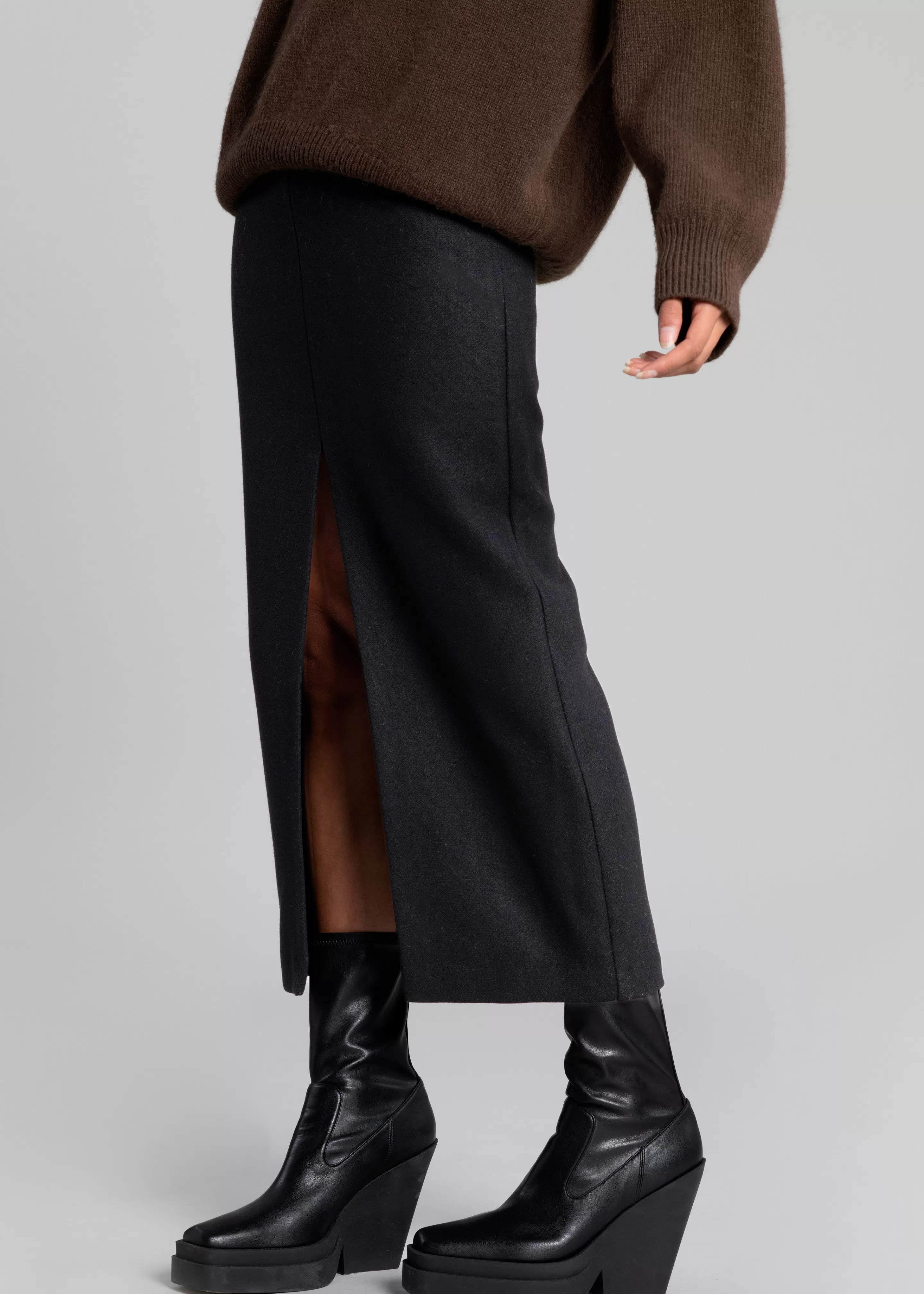 Bottoms | The Frankie Shop Neasi Wool-Blend Pencil Skirt Black