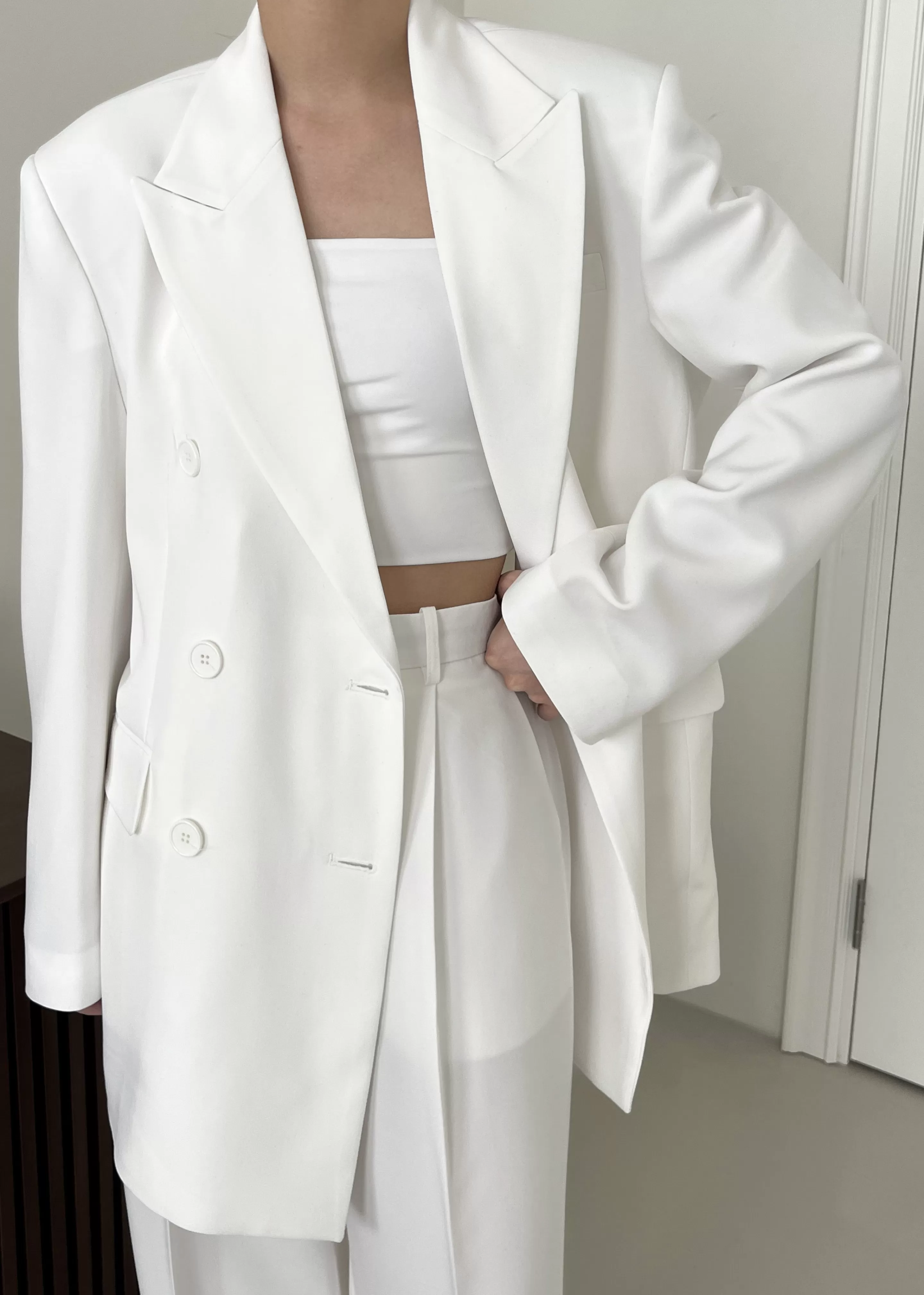 Outerwear | The Frankie Shop Nessi Double Breasted Blazer White