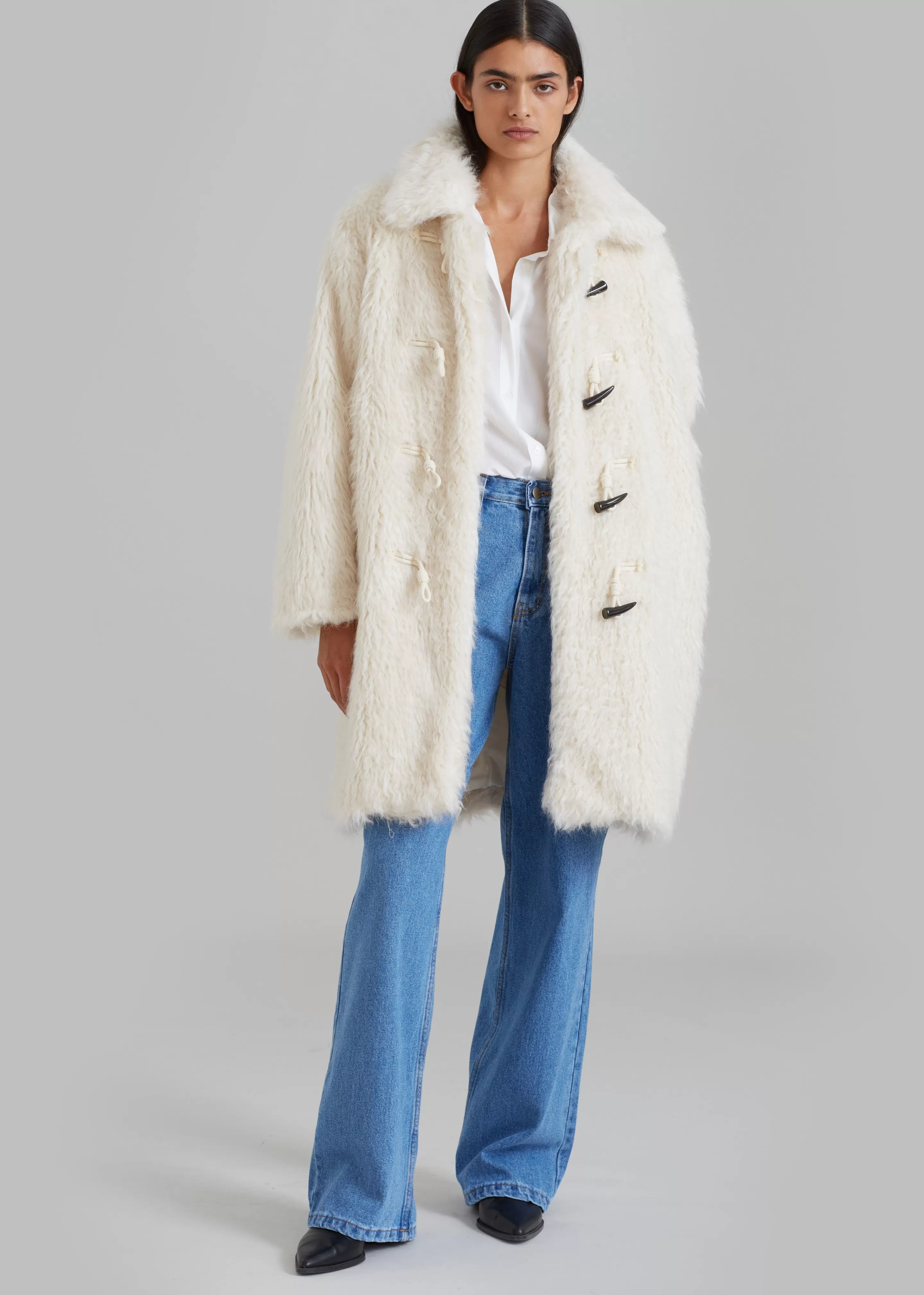 Outerwear | The Frankie Shop Noha Faux Fur Toggle Coat Cream