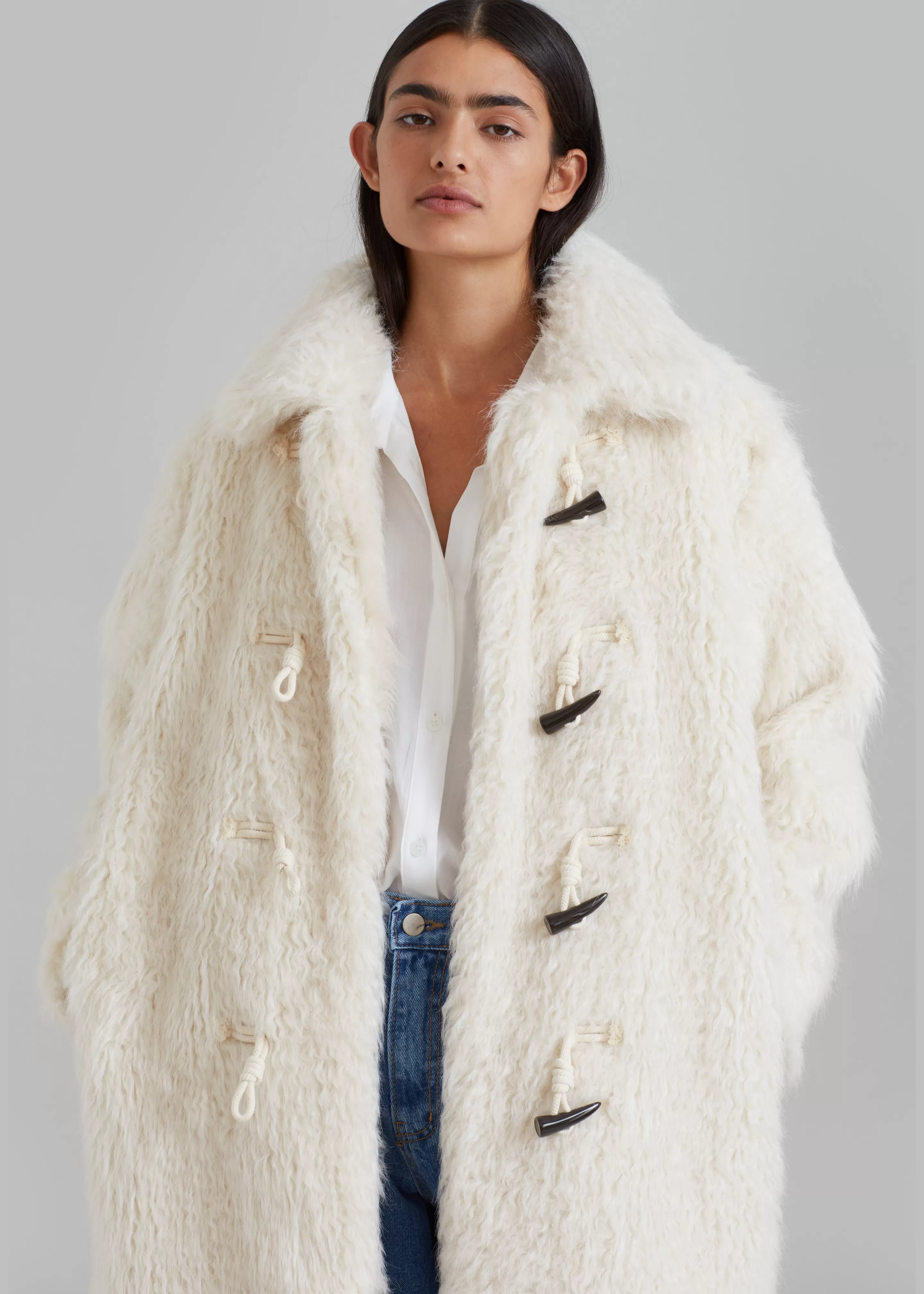 Outerwear | The Frankie Shop Noha Faux Fur Toggle Coat Cream