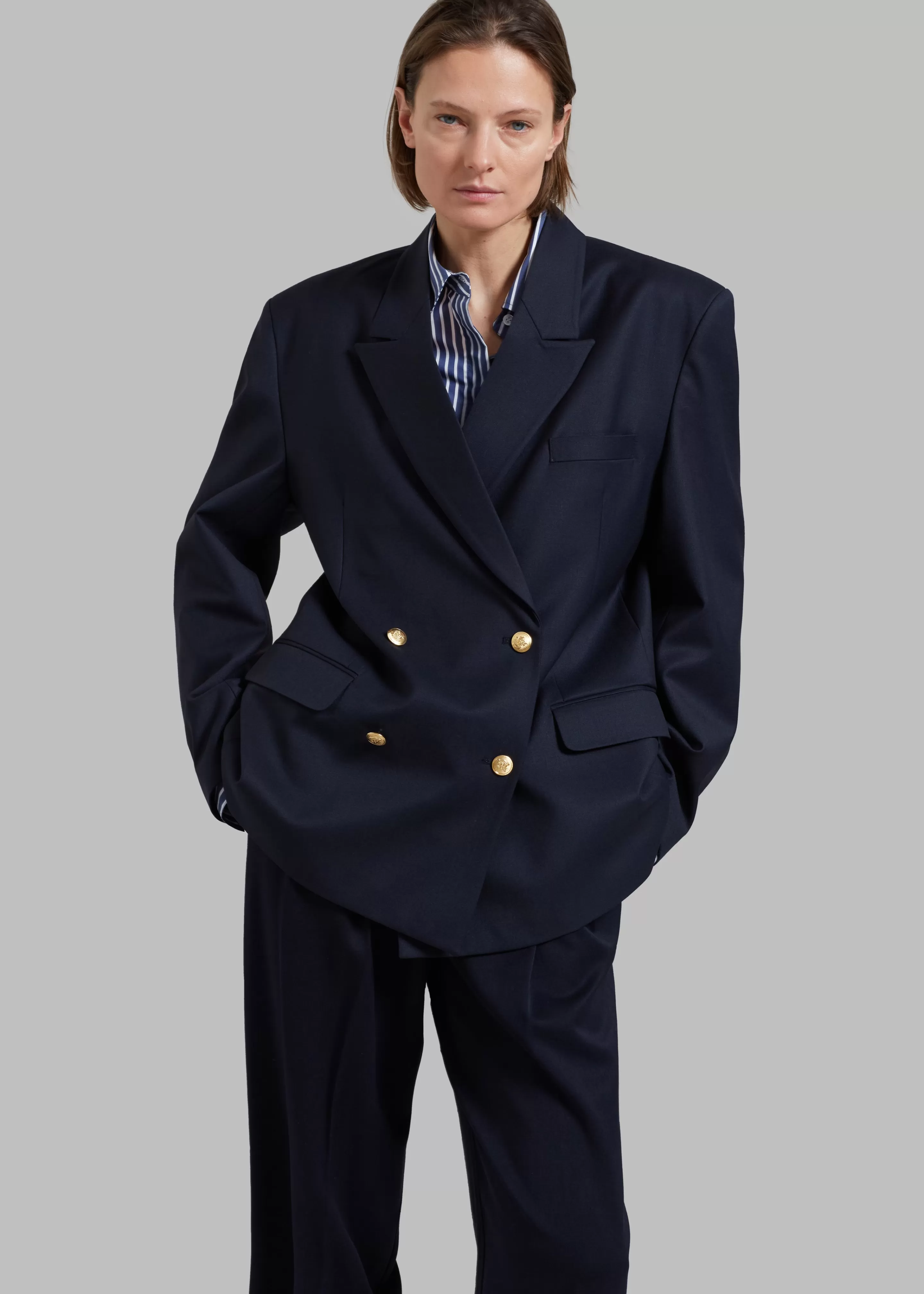 Outerwear | The Frankie Shop Oline Double Breasted Blazer Dark Navy