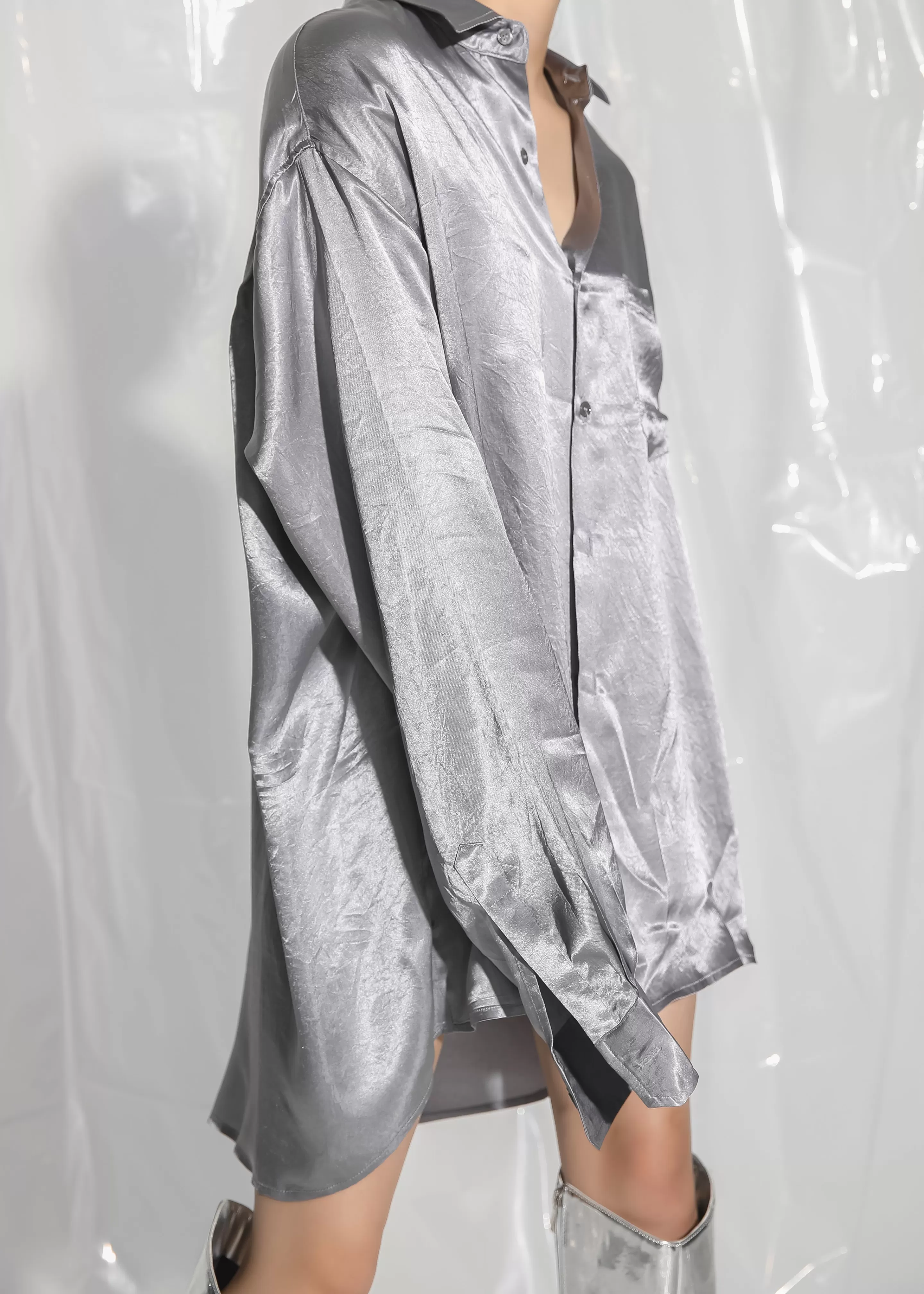 Tops | The Frankie Shop Paes Silky Shirt Grey