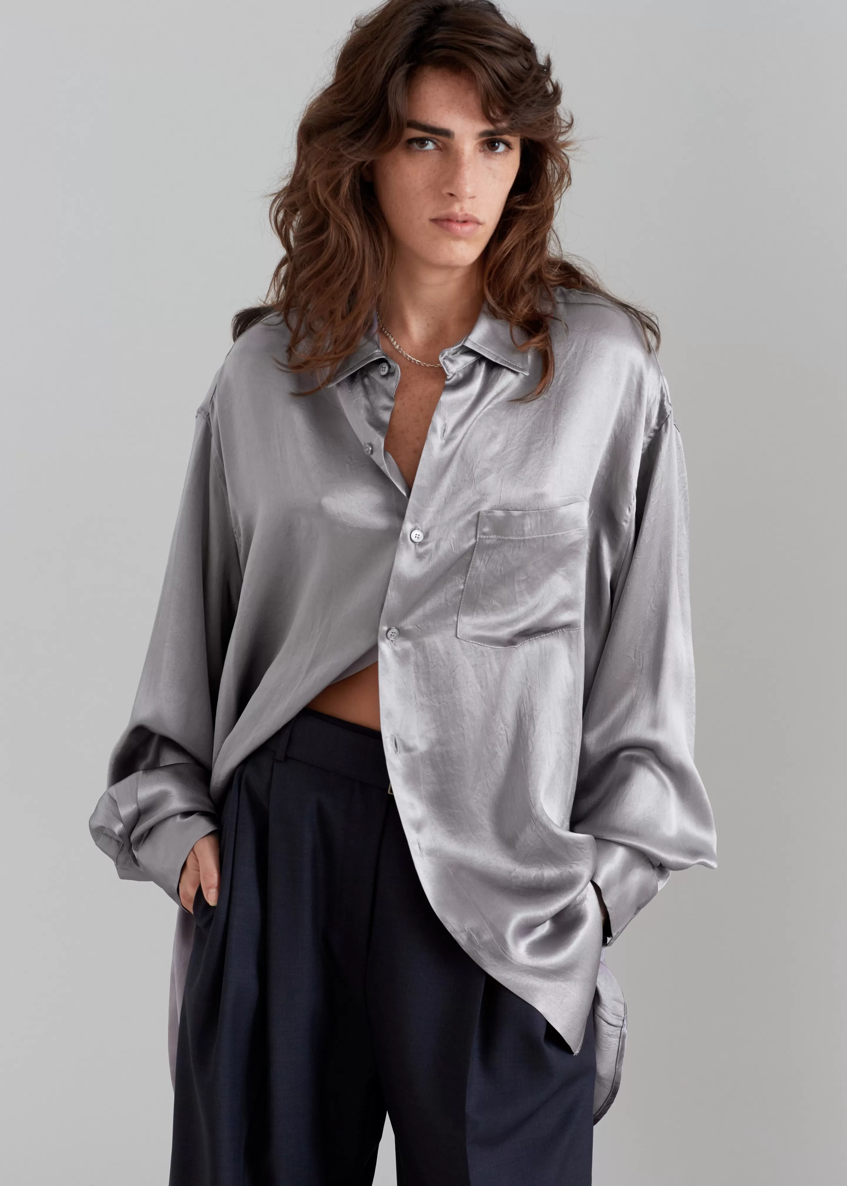 Tops | The Frankie Shop Paes Silky Shirt Grey