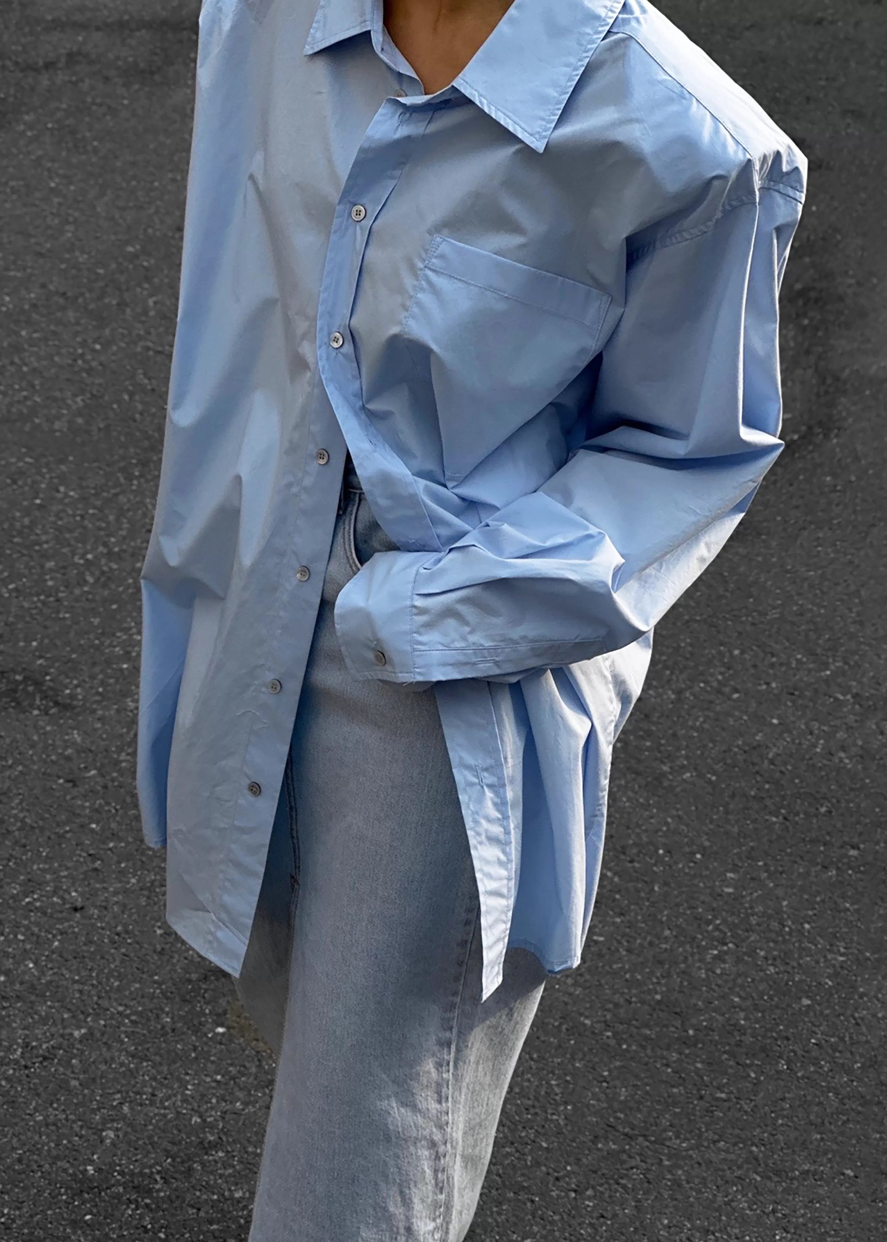 Tops | The Frankie Shop Panama Oversized Shirt Light Blue