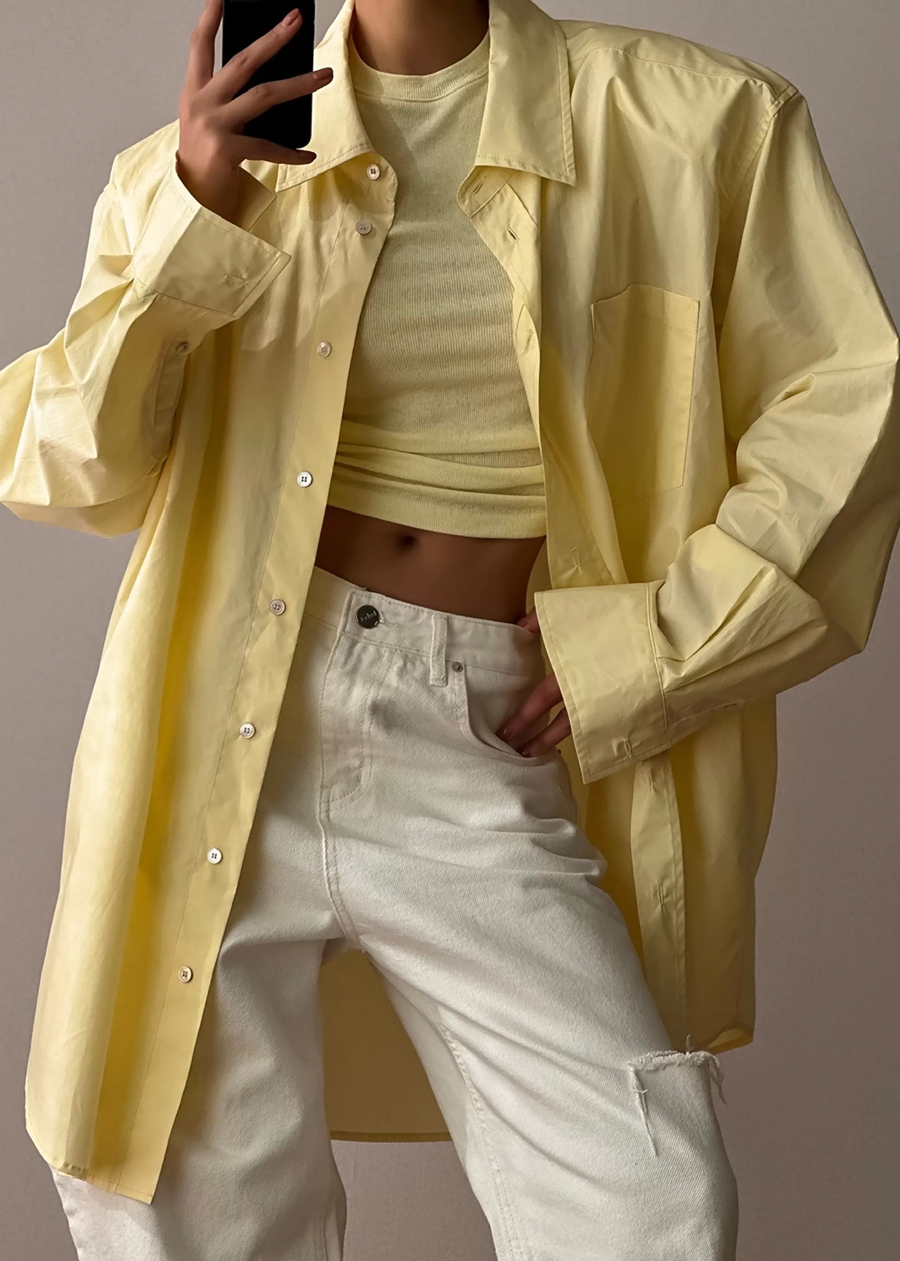 Tops | The Frankie Shop Panama Oversized Shirt Lemon