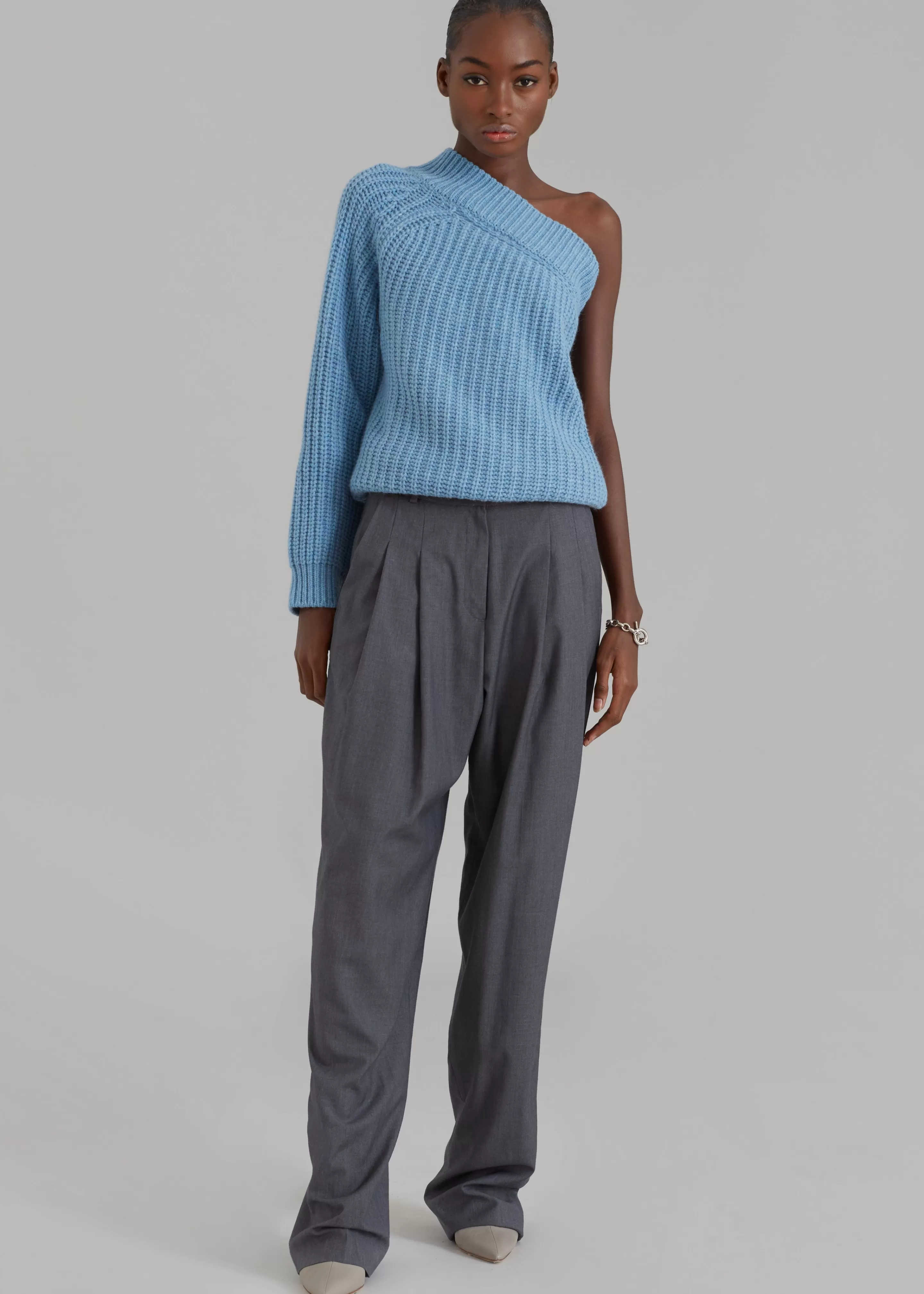 Knitwear | The Frankie Shop Pansy One Shoulder Knit Top Blue