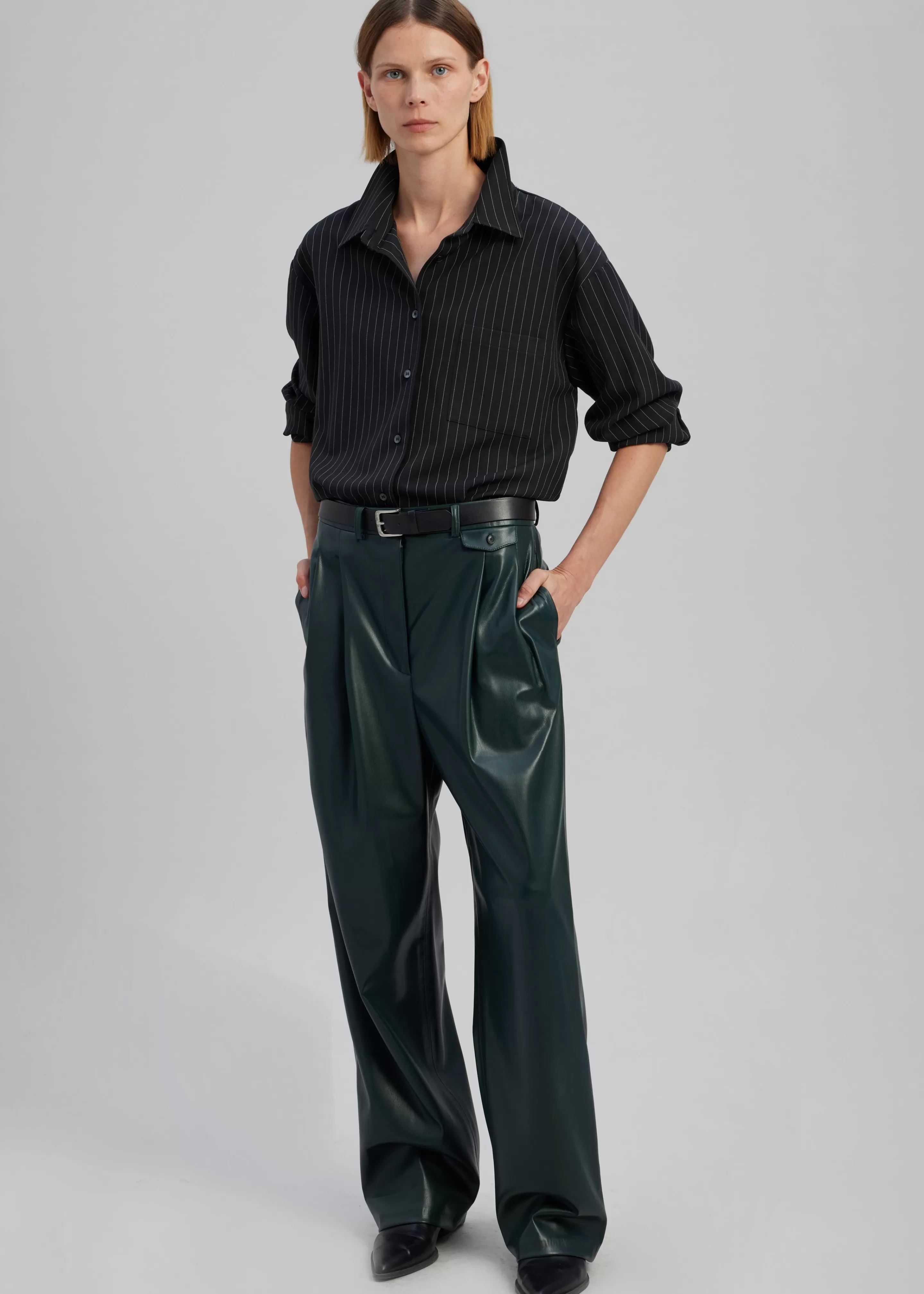 Bottoms | The Frankie Shop Pernille Faux Leather Pants Bottle Green