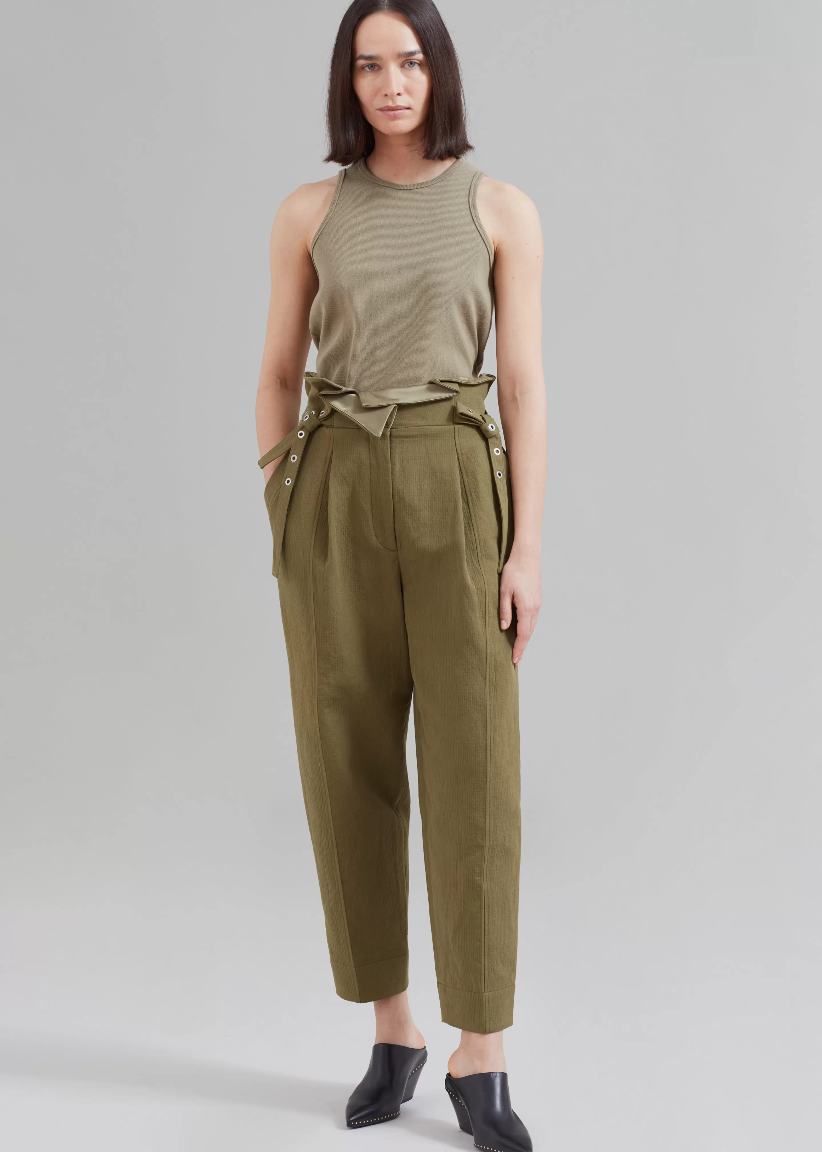 Bottoms | The Frankie Shop 3.1 Phillip Lim Cotton Linen Paperbag Pant Olive