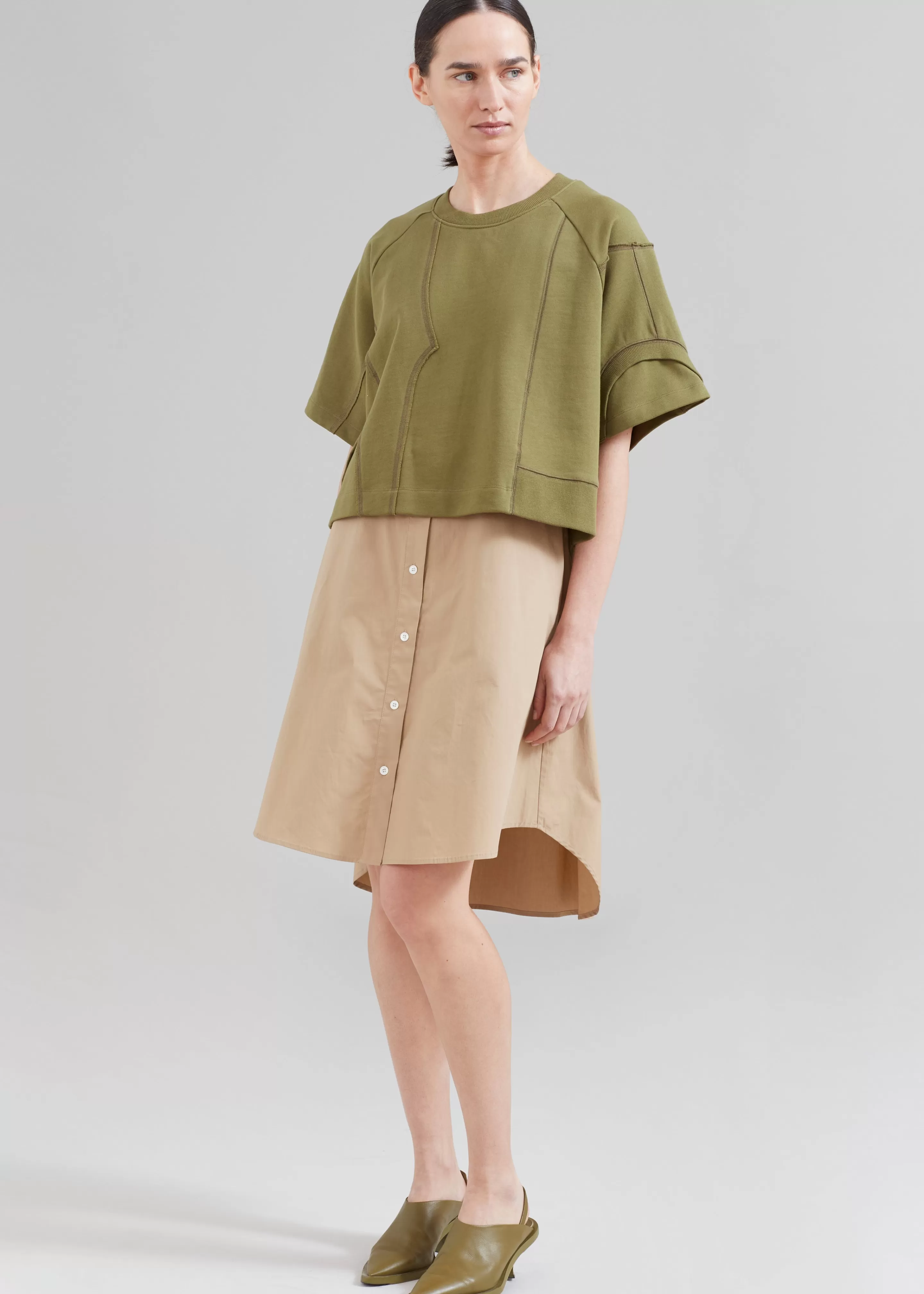 Dresses | The Frankie Shop 3.1 Phillip Lim Patched Sweatshirt Combo Dress Olive Multi