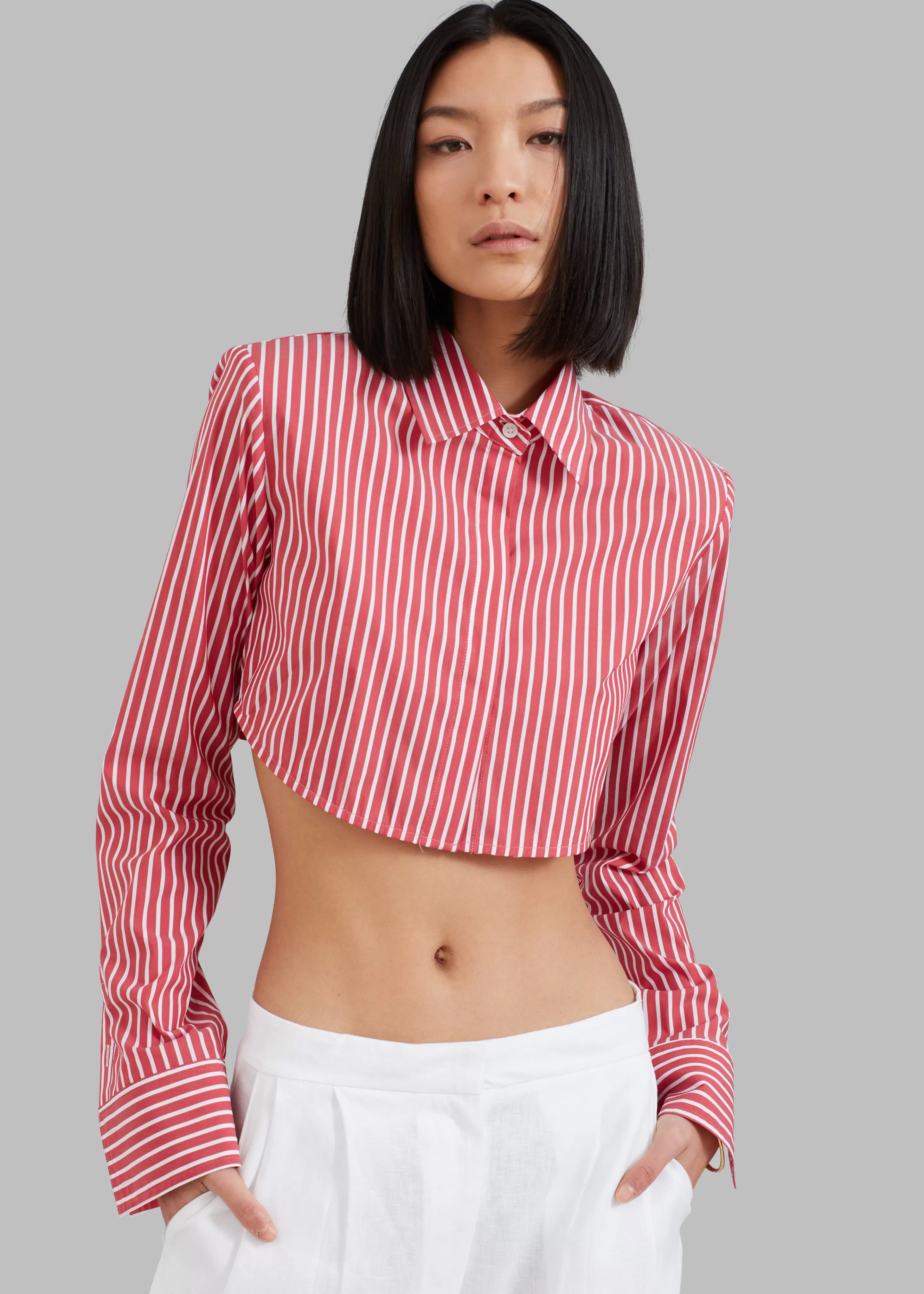 Tops | The Frankie Shop Phoenix Cropped Shirt Red Stripe