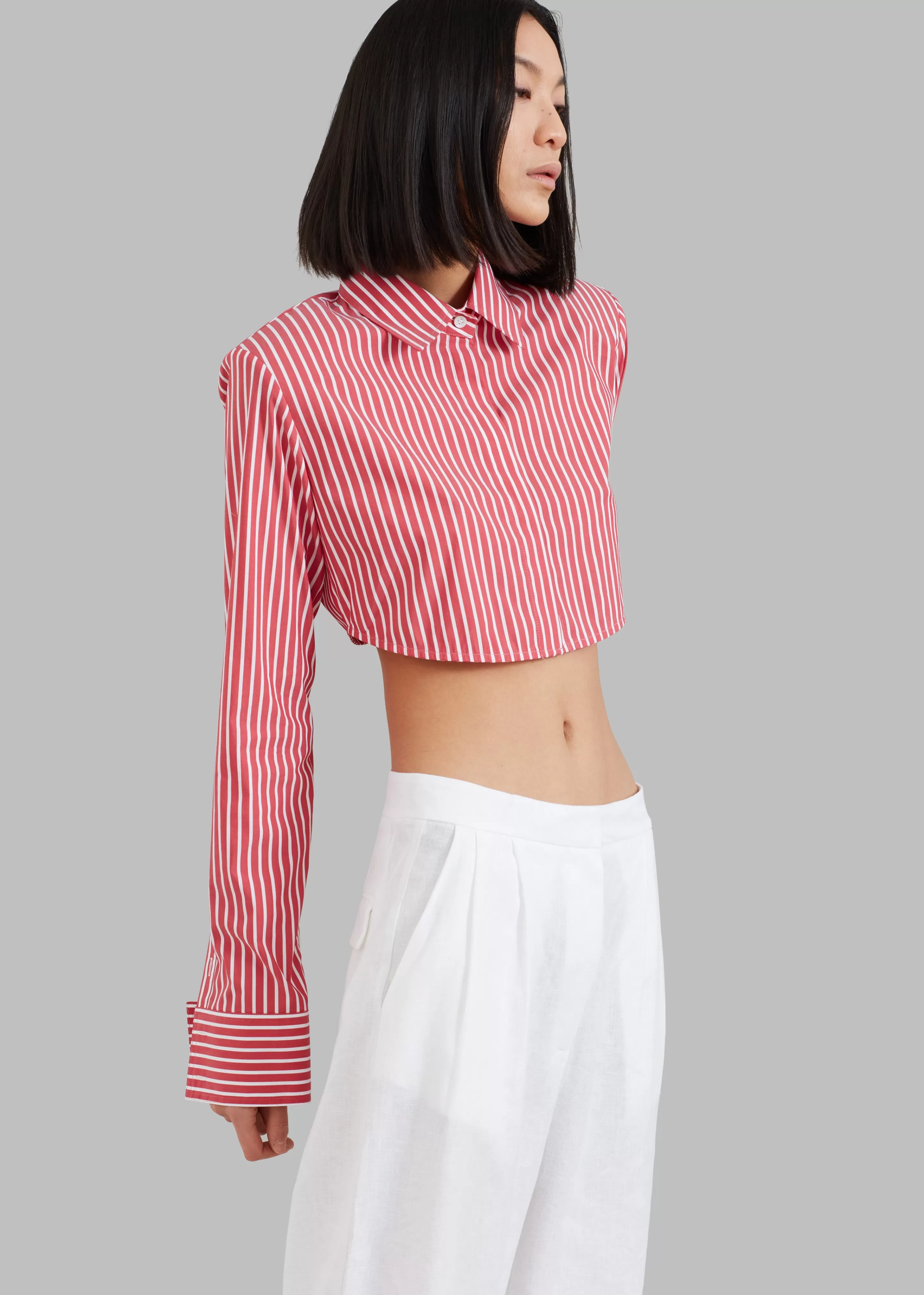 Tops | The Frankie Shop Phoenix Cropped Shirt Red Stripe