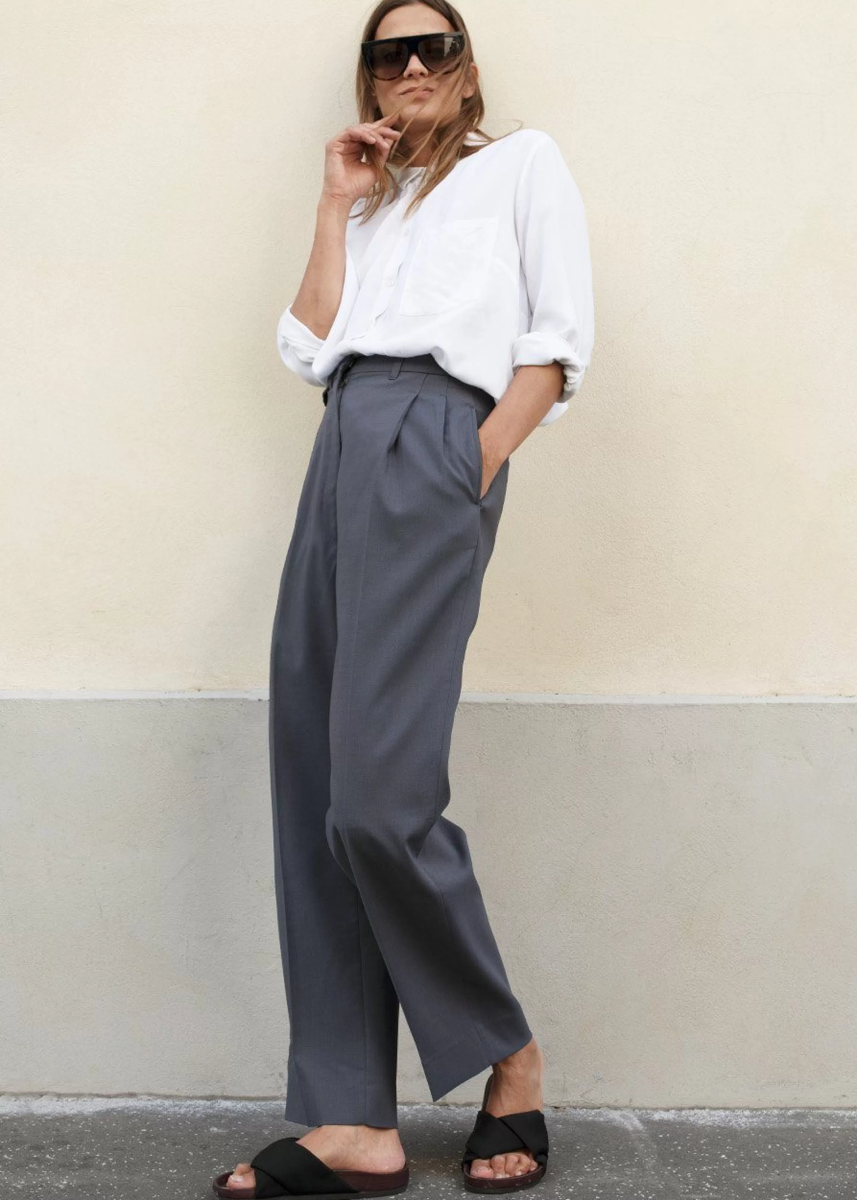 Bottoms | The Frankie Shop Pleated Suit Trousers Graphite