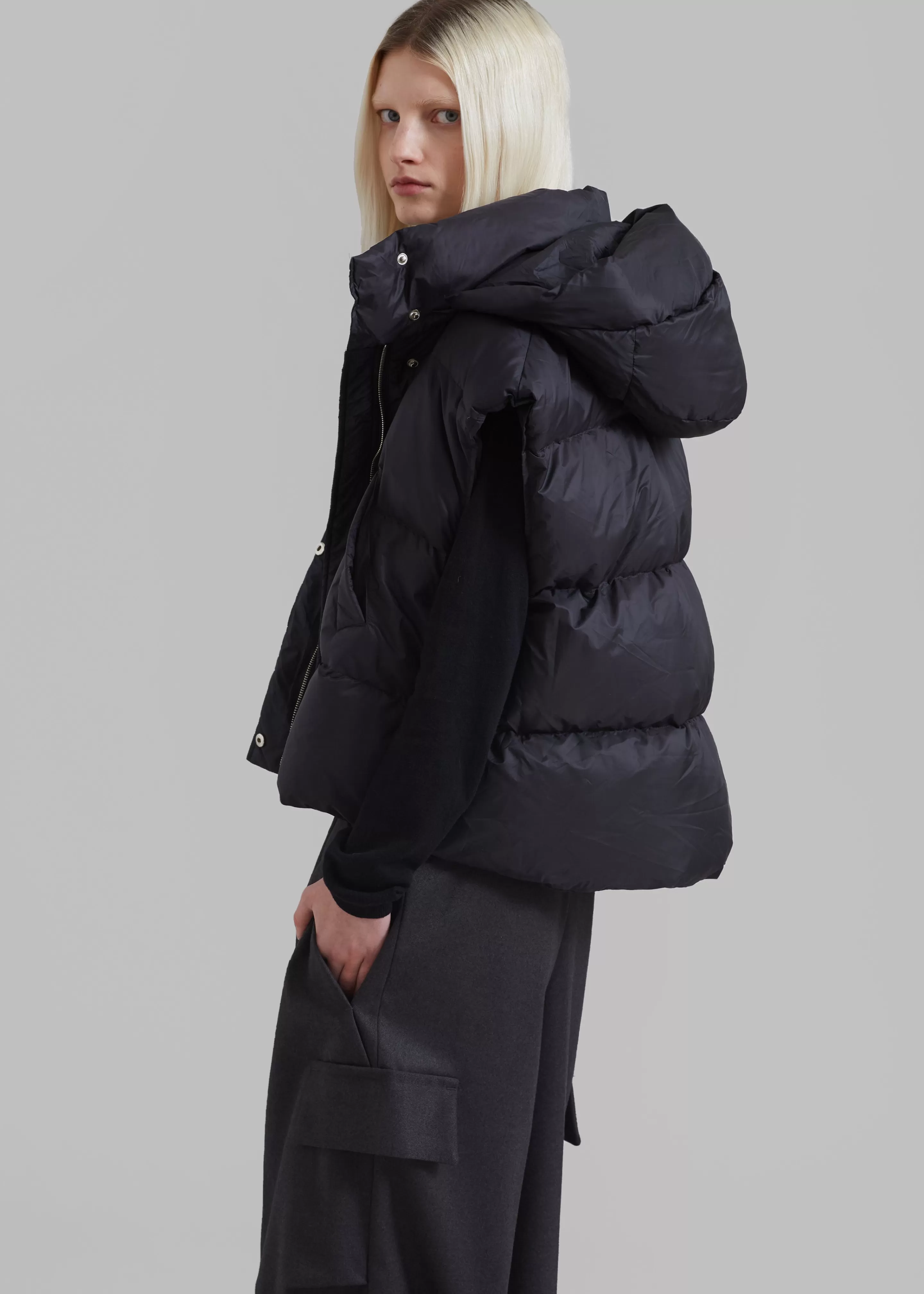 Outerwear | The Frankie Shop Prague Puffer Hoodie Vest Black