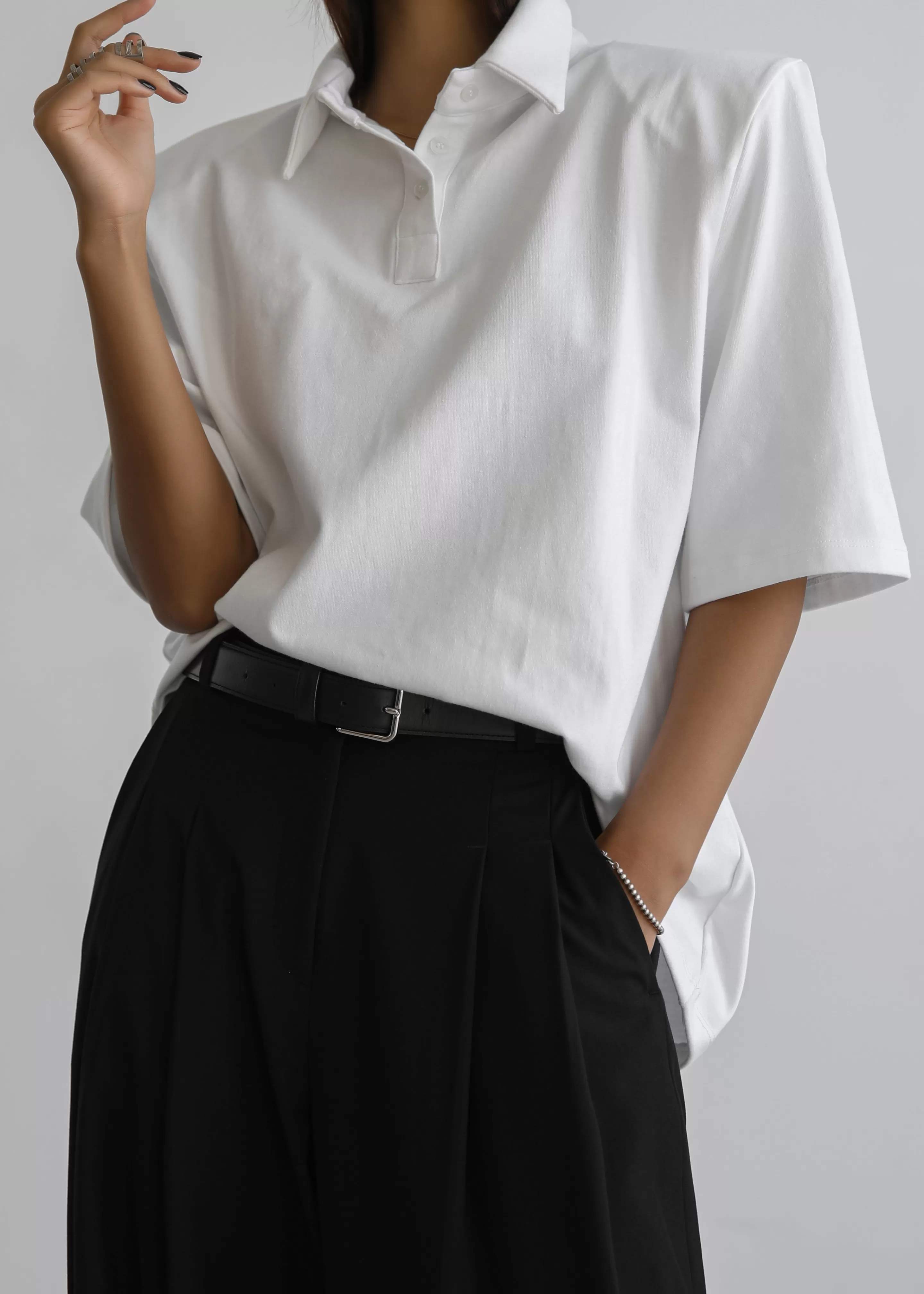 Tops | The Frankie Shop Rane Padded Shoulder Polo White