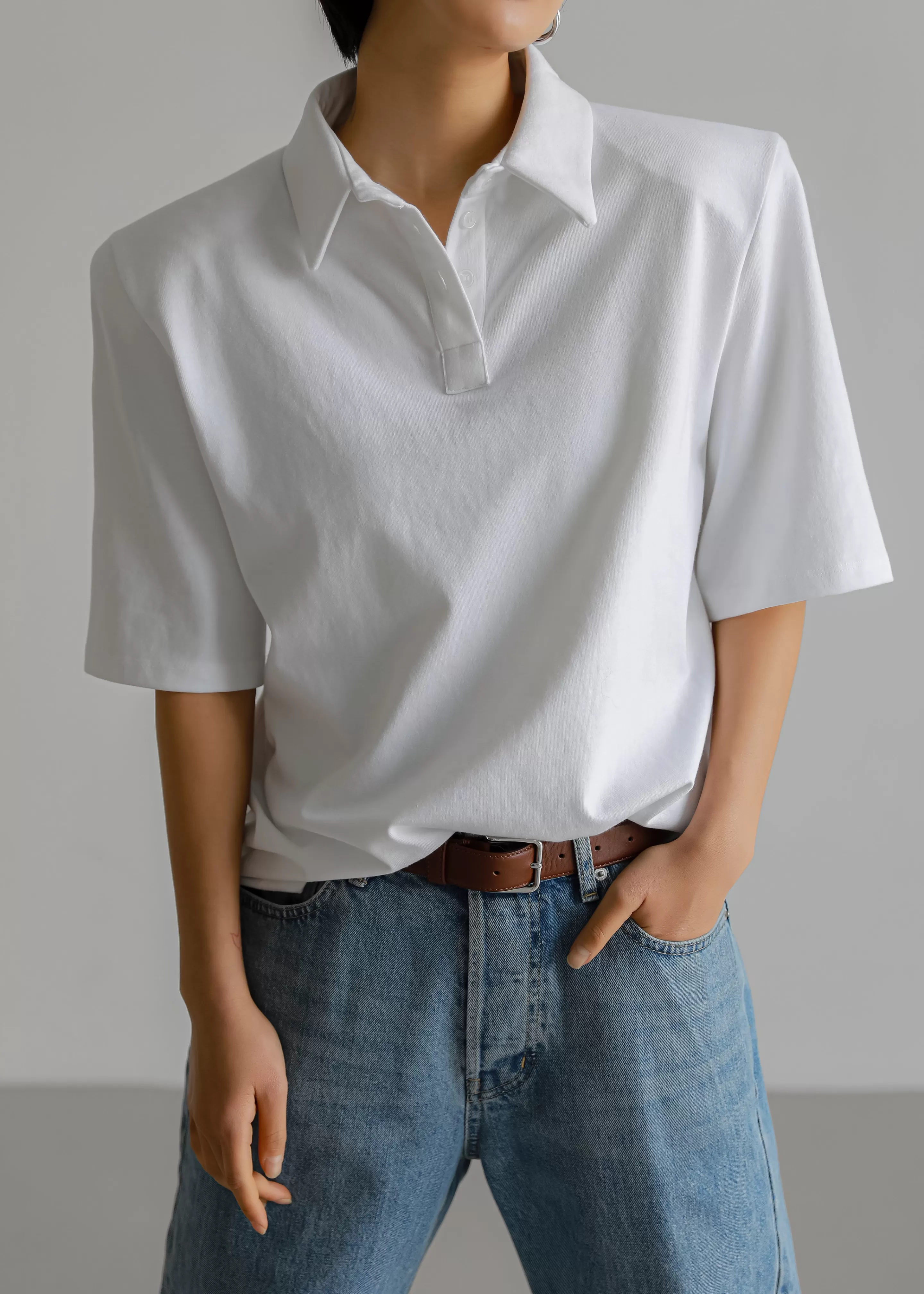 Tops | The Frankie Shop Rane Padded Shoulder Polo White