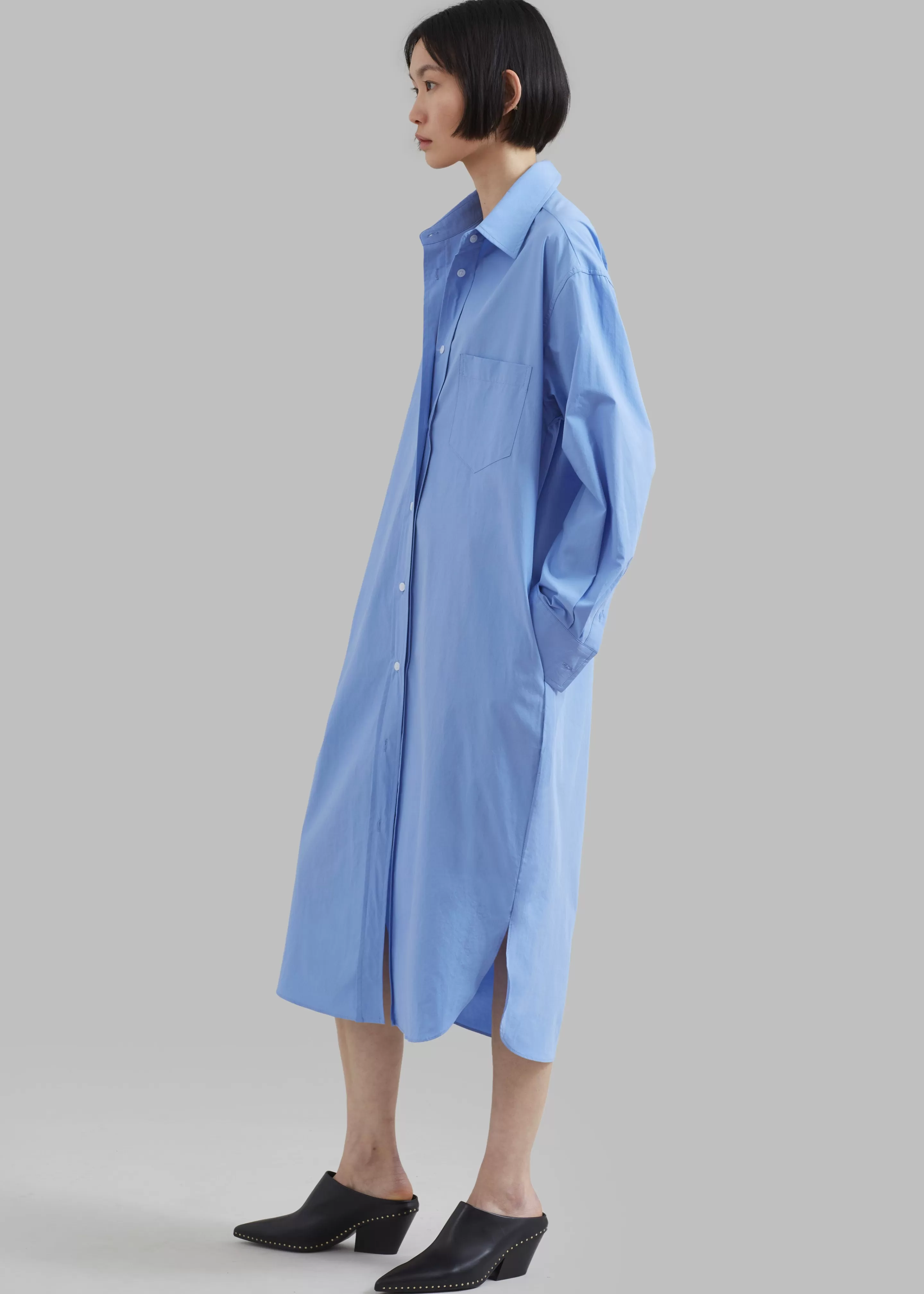 Dresses | The Frankie Shop Raven Pocket Shirt Dress Sky