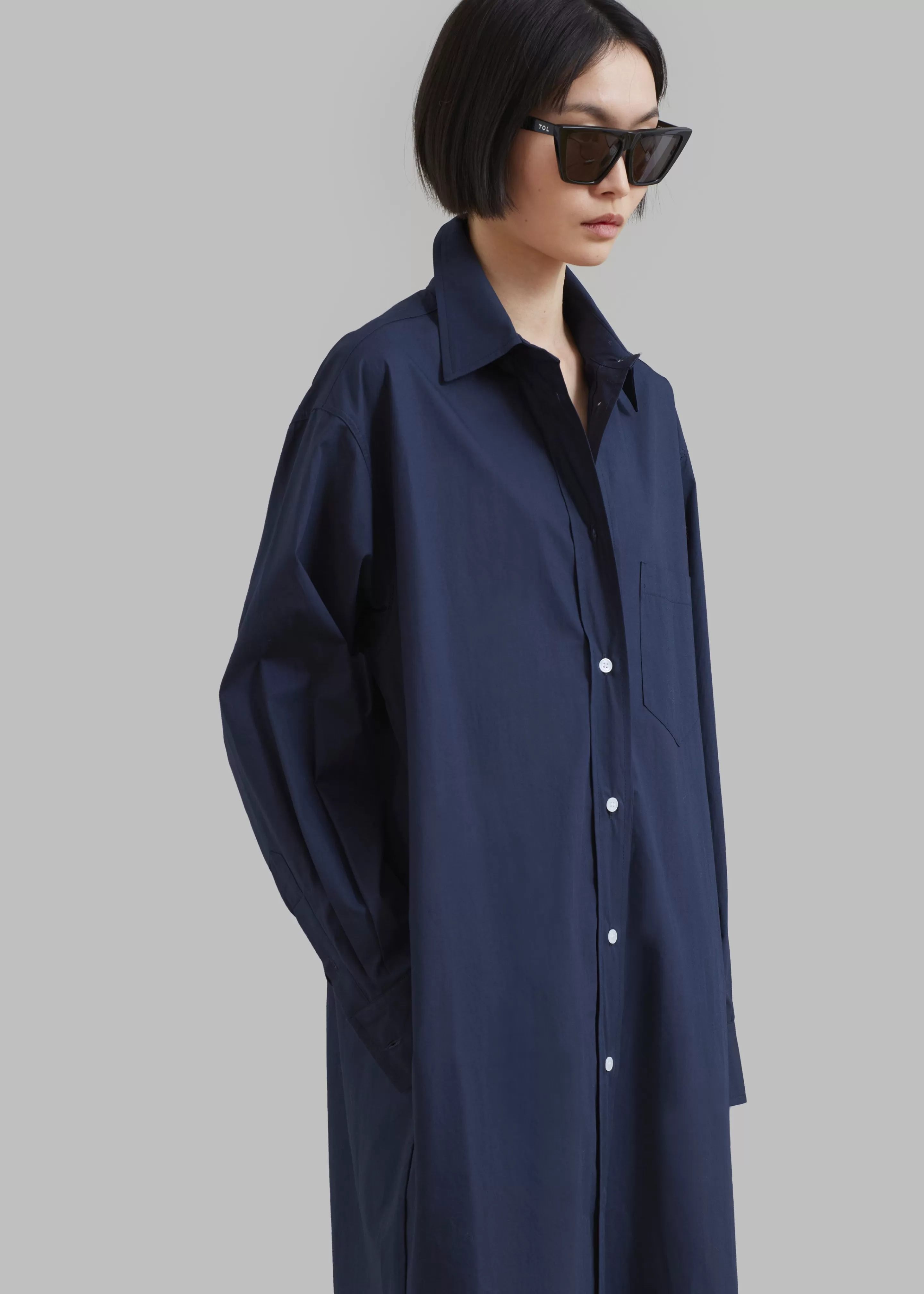 Dresses | The Frankie Shop Raven Pocket Shirt Dress Navy