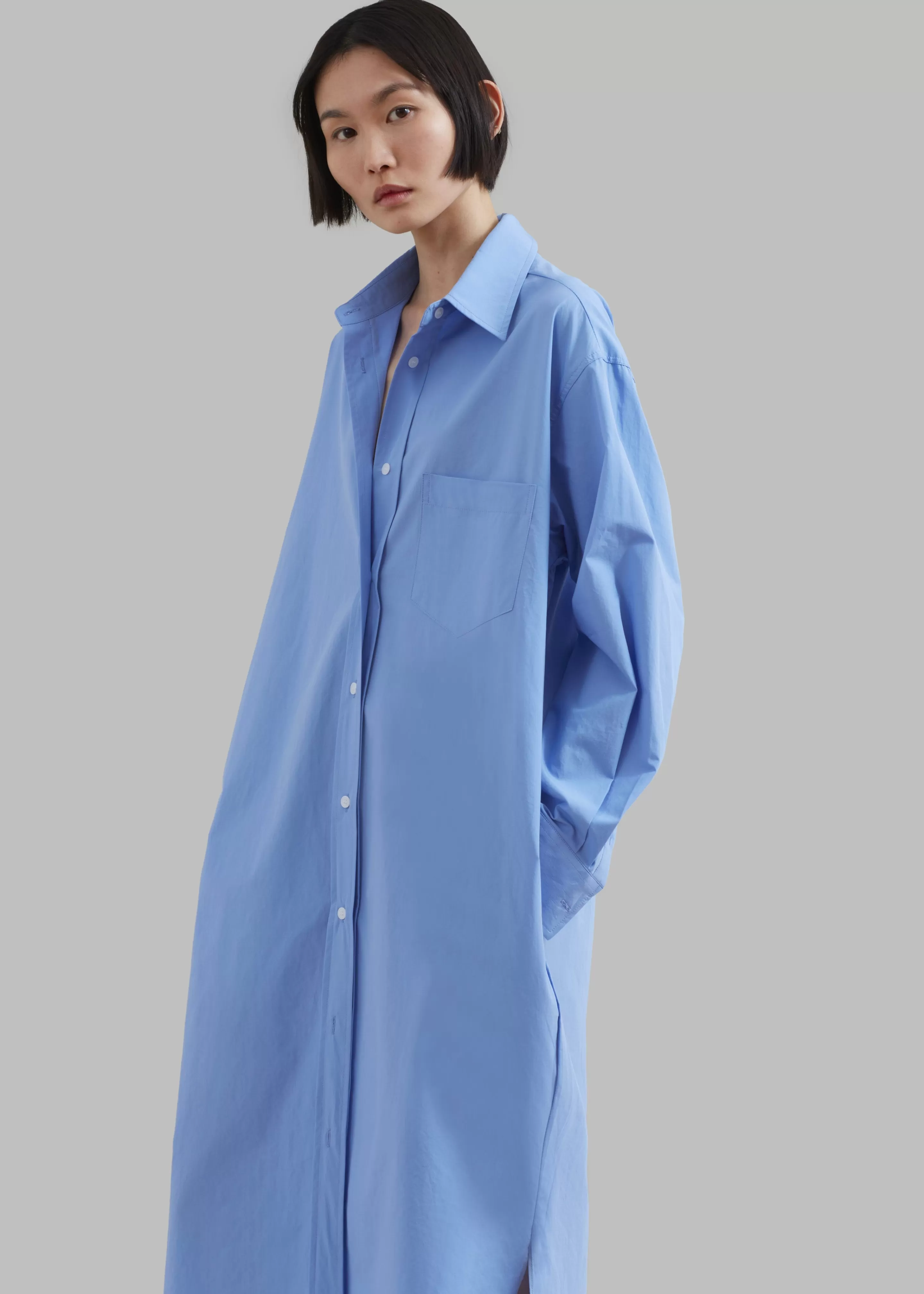 Dresses | The Frankie Shop Raven Pocket Shirt Dress Sky