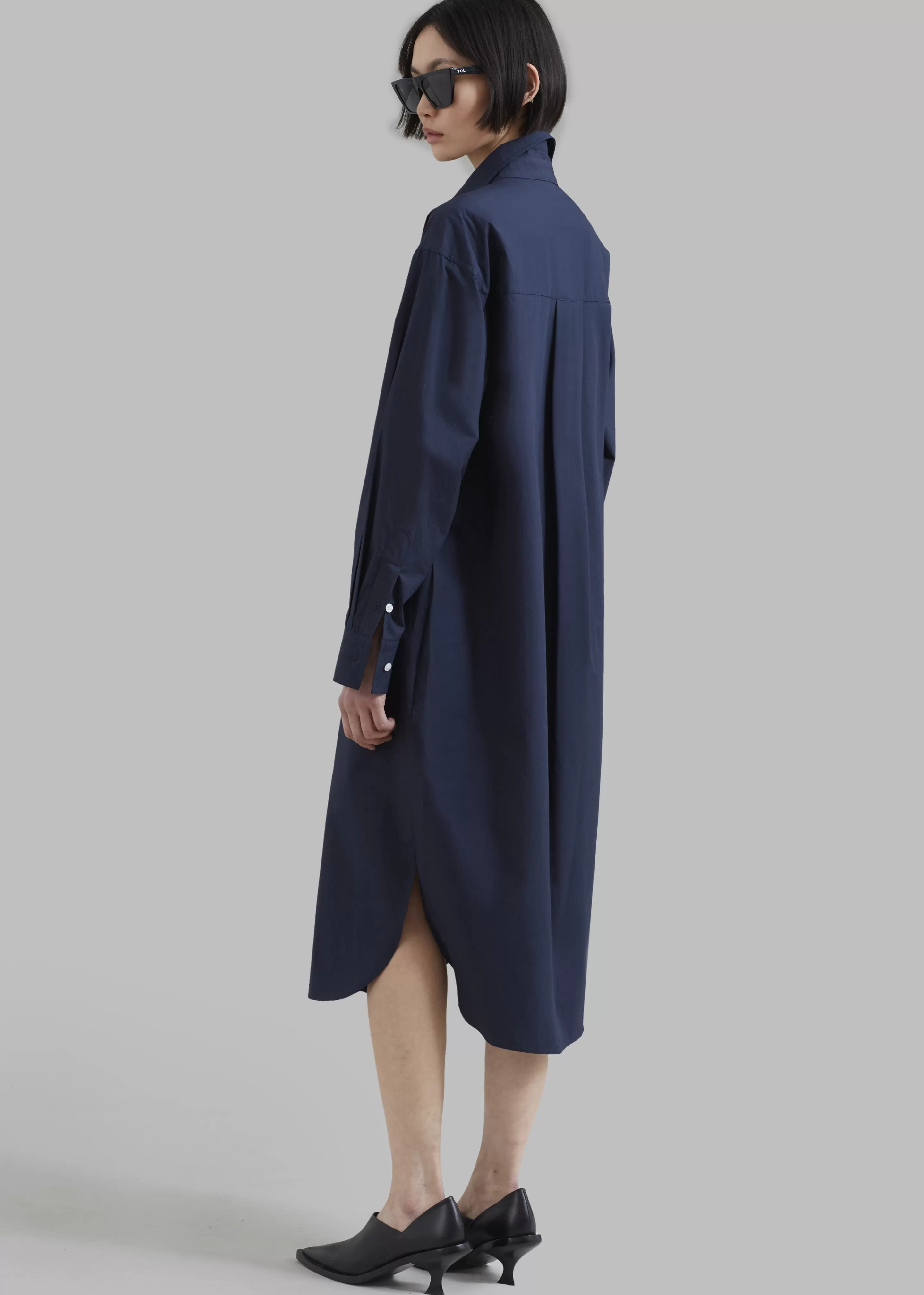 Dresses | The Frankie Shop Raven Pocket Shirt Dress Navy