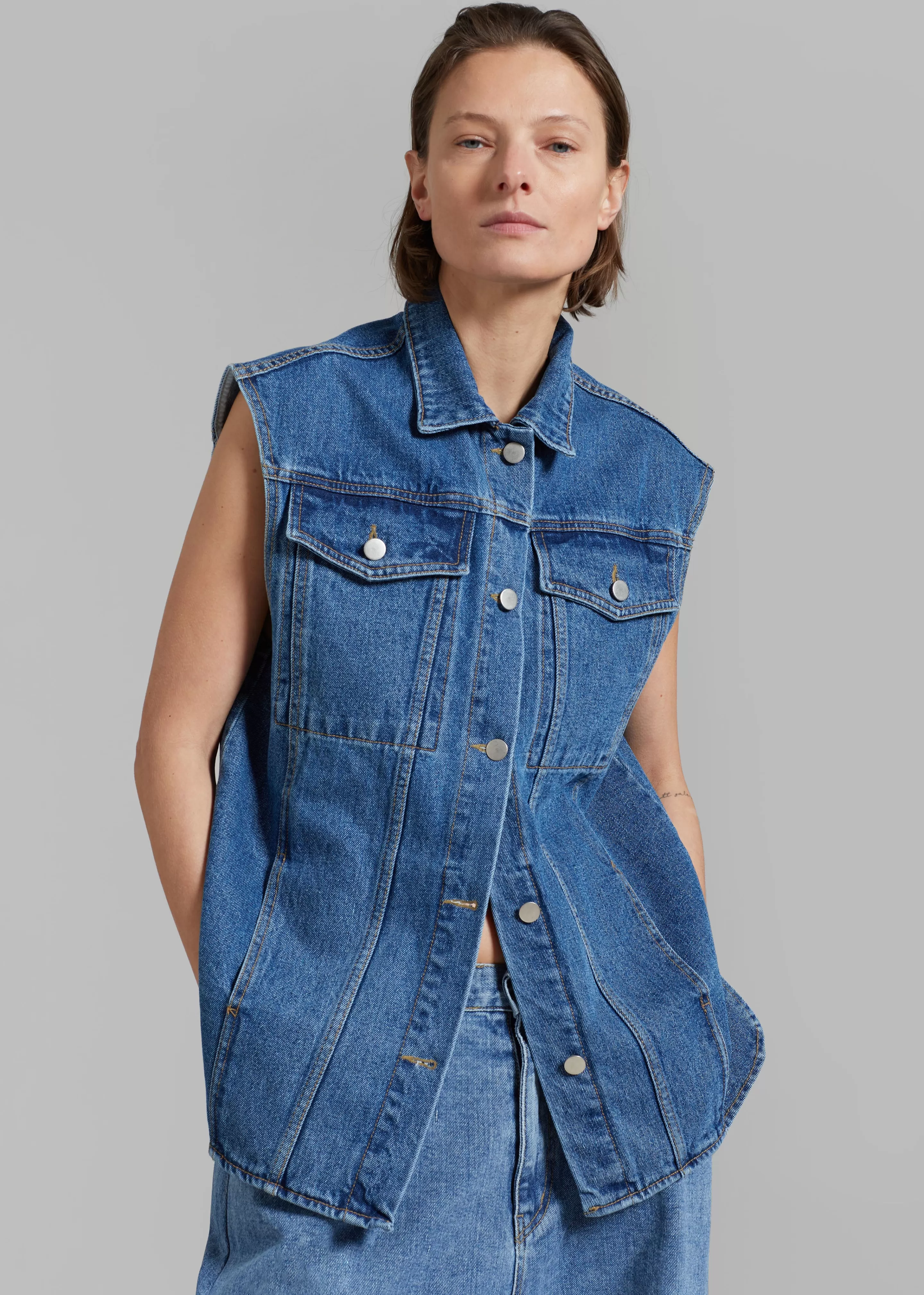 Outerwear | The Frankie Shop Reno Denim Vest Medium Wash