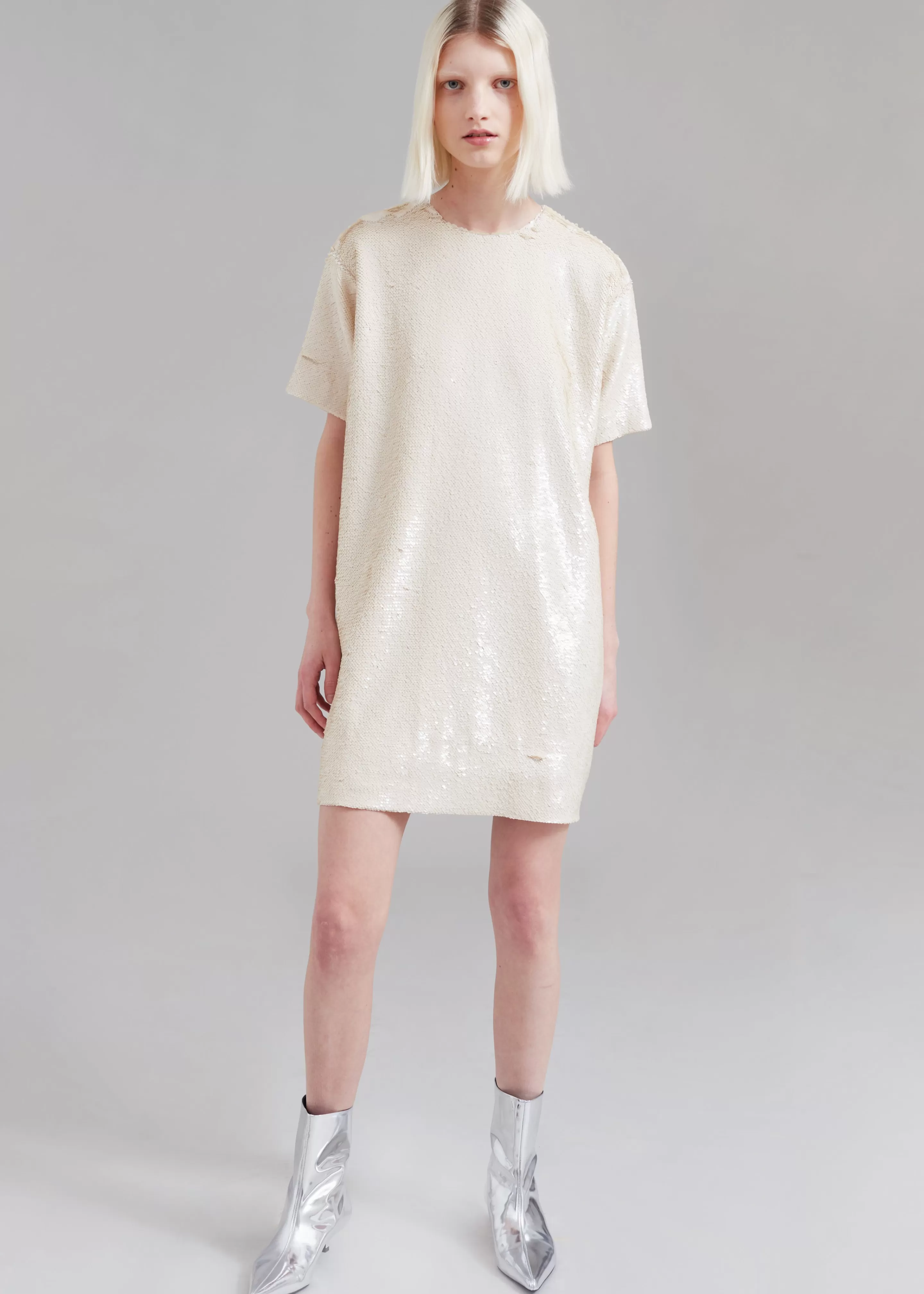 Dresses | The Frankie Shop Riley Sequins Tee Mini Dress Cream