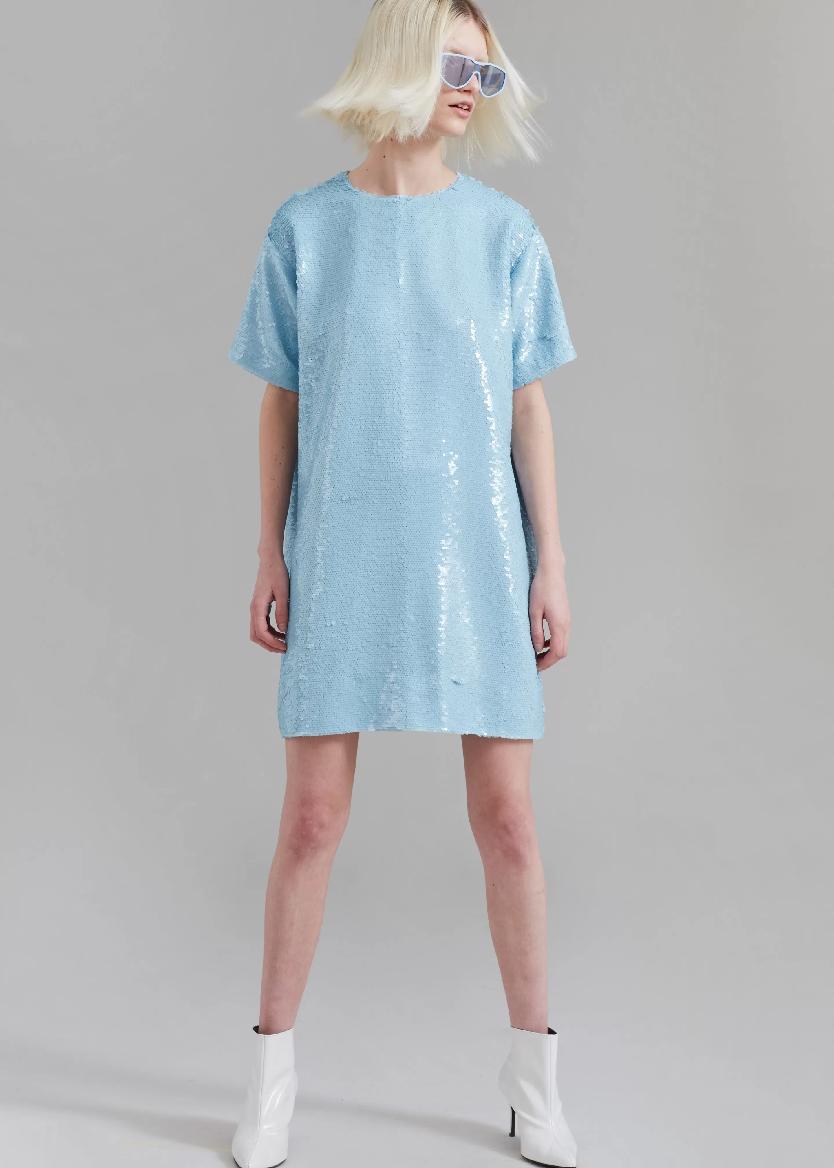 Dresses | The Frankie Shop Riley Sequins Tee Mini Dress Sky