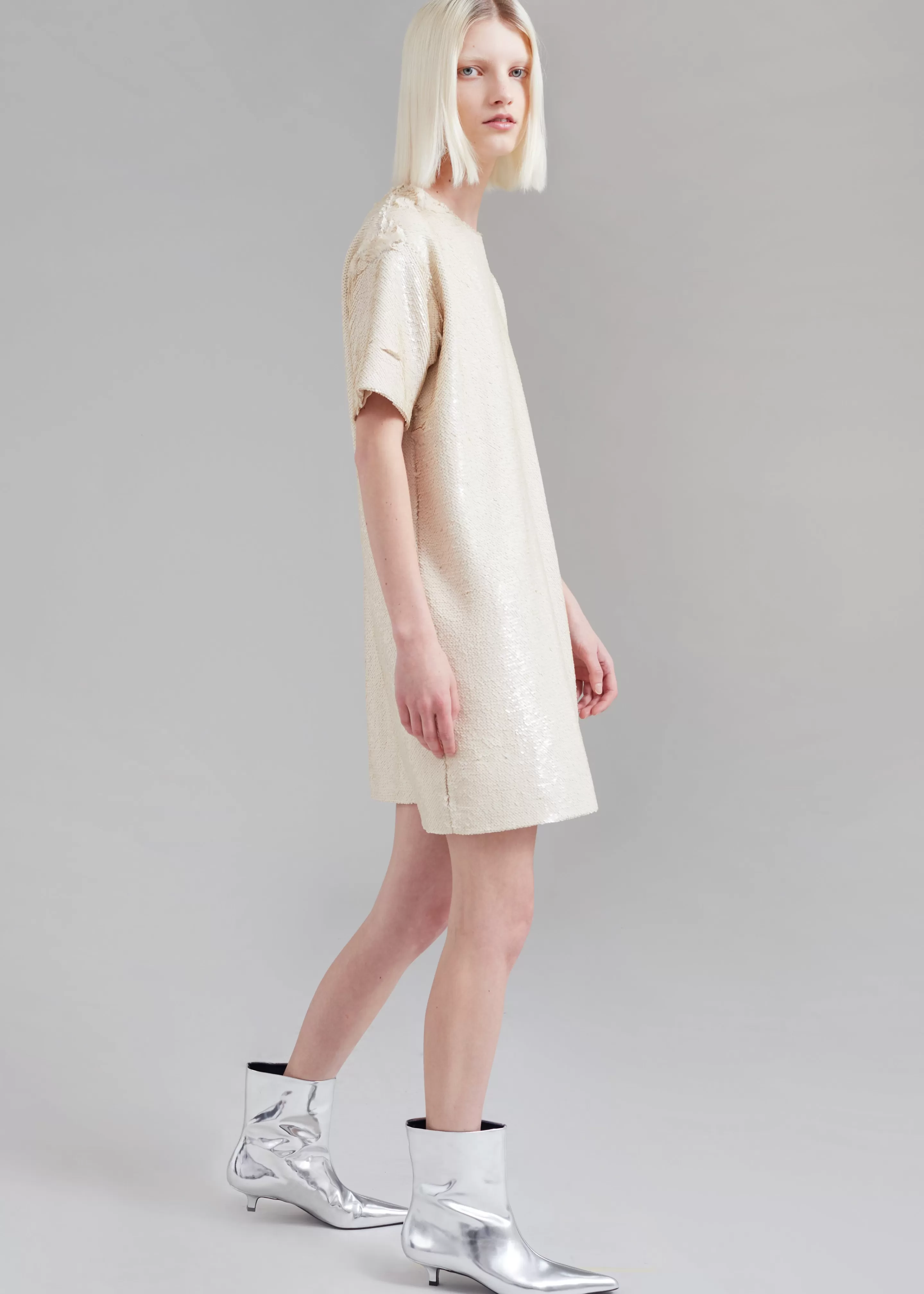 Dresses | The Frankie Shop Riley Sequins Tee Mini Dress Cream