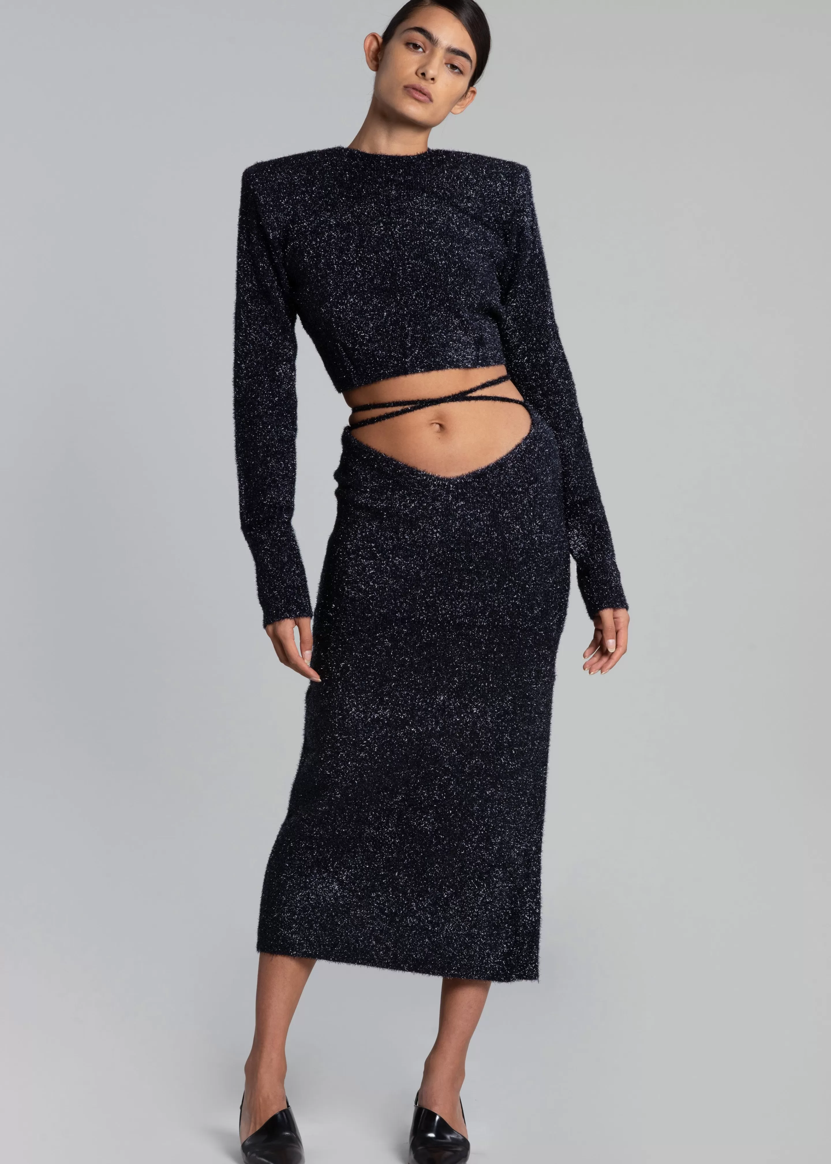 Bottoms | The Frankie Shop Rotate Glitter Knit Pencil Skirt Blue Nights