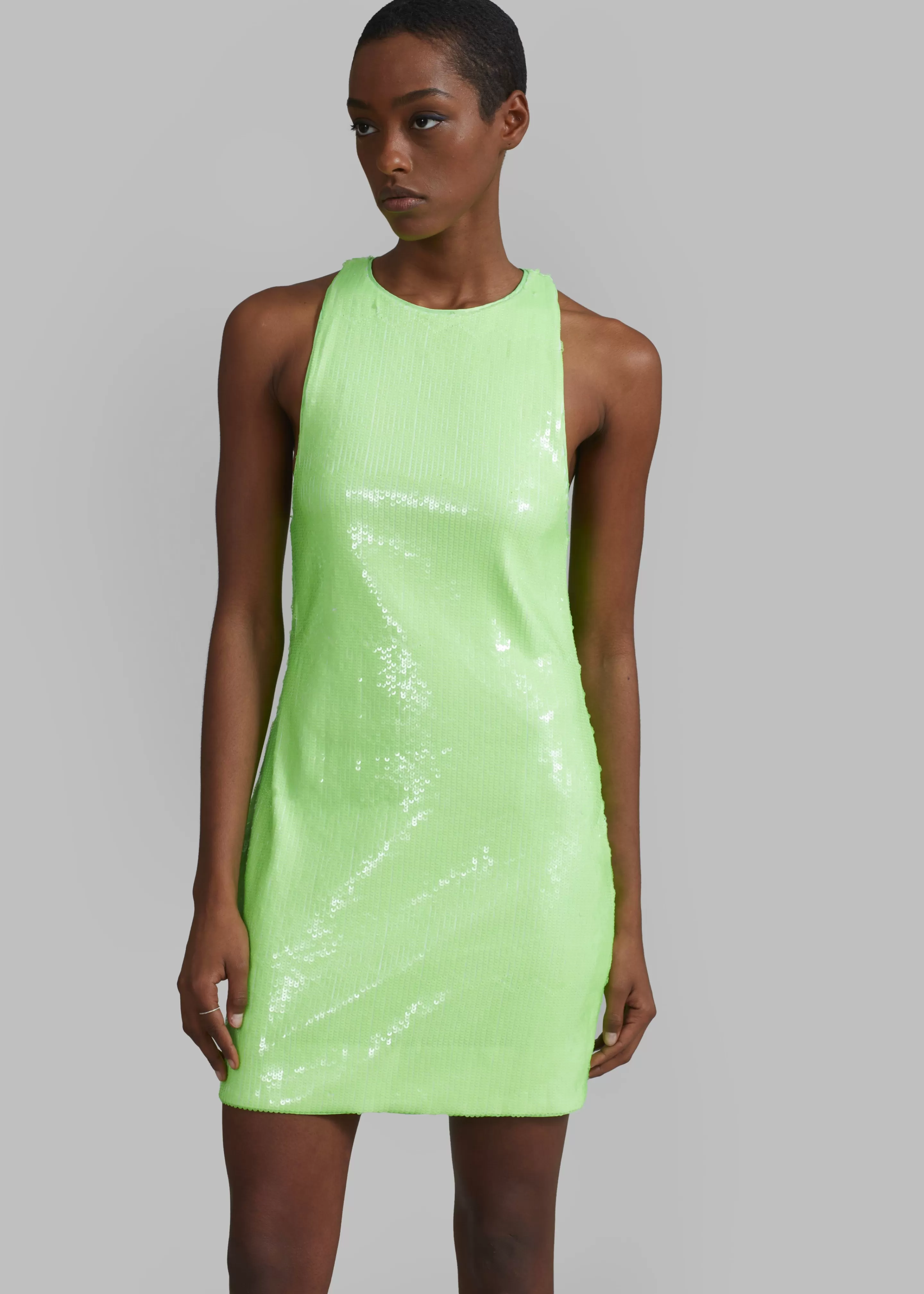 Dresses | The Frankie Shop Rotate Sequins Mini High Neck Dress Green Gecko