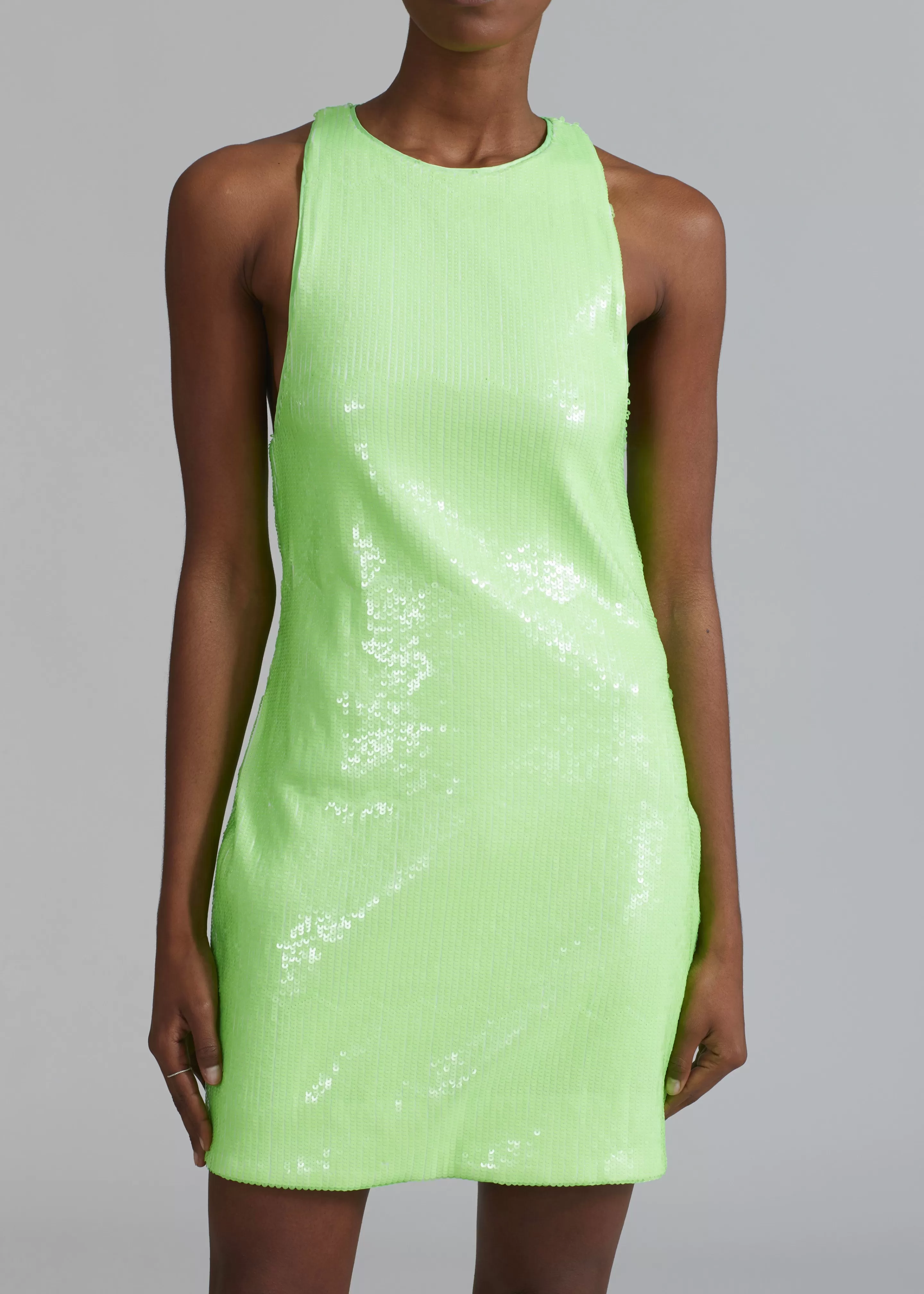 Dresses | The Frankie Shop Rotate Sequins Mini High Neck Dress Green Gecko