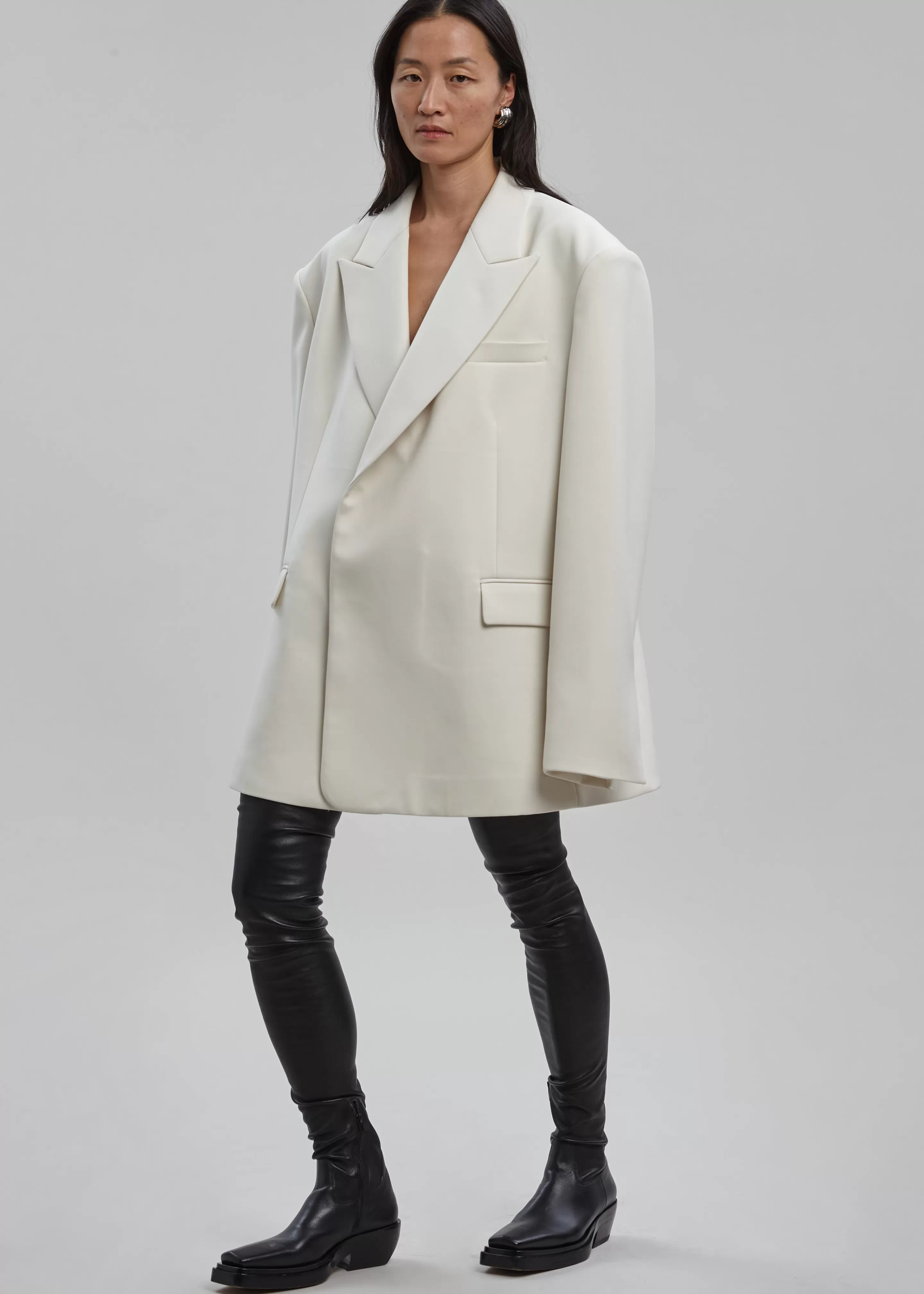 Outerwear | The Frankie Shop Sadie Oversized Double Breasted Blazer Cream