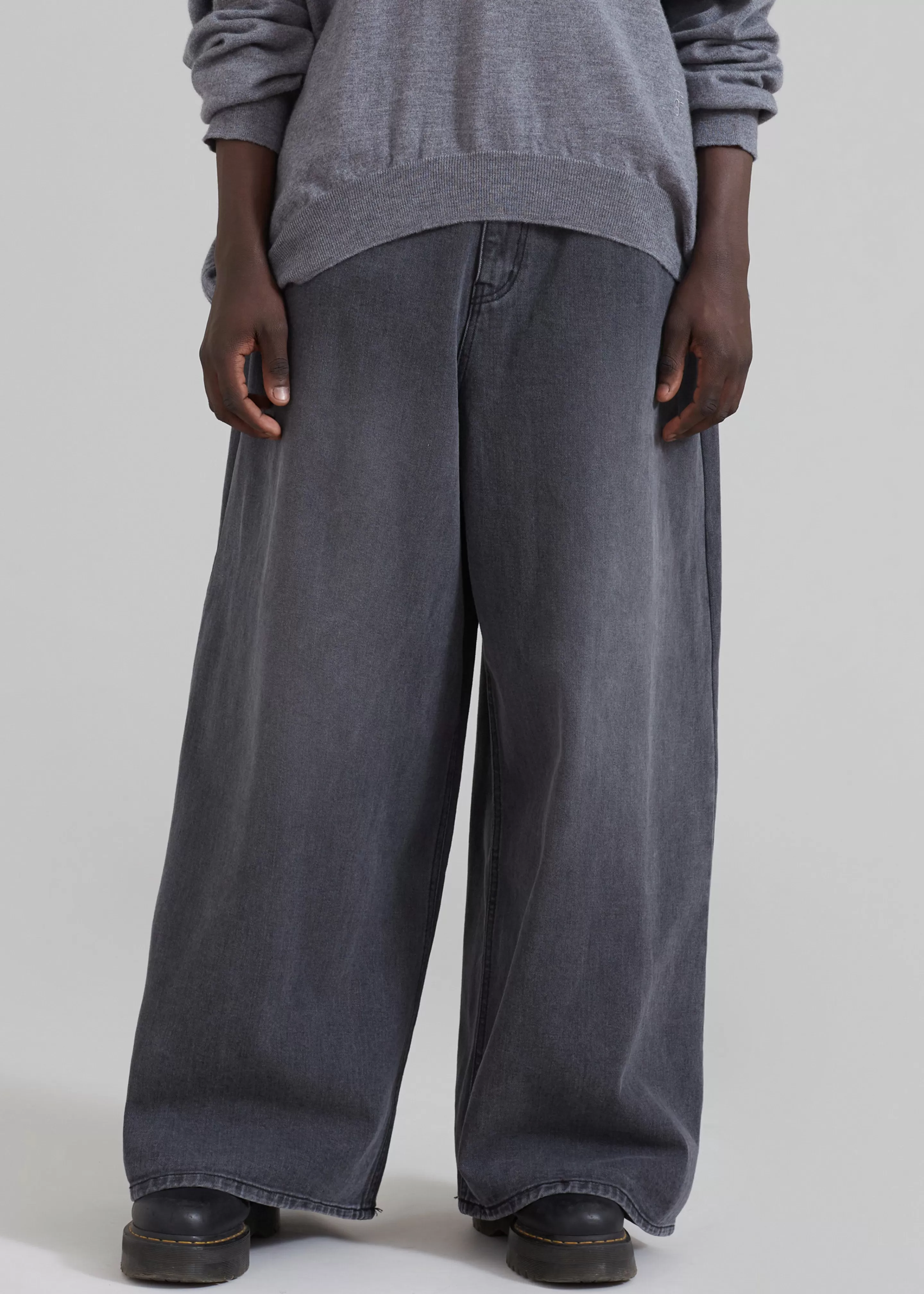 Bottoms | The Frankie Shop Sasha Men Wide Leg Jeans Dark Grey