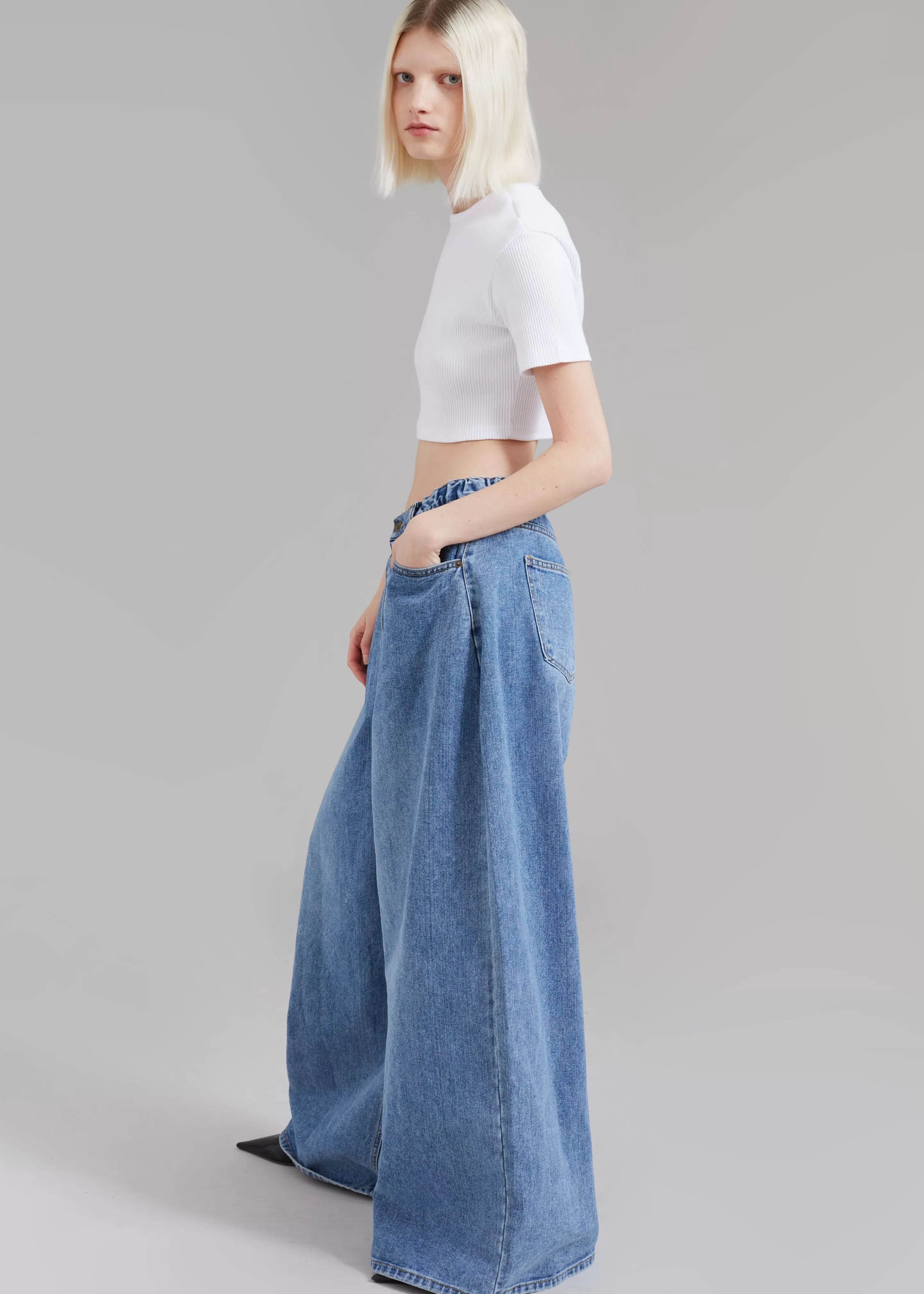 Bottoms | The Frankie Shop Sasha Wide Leg Jeans Worn Wash