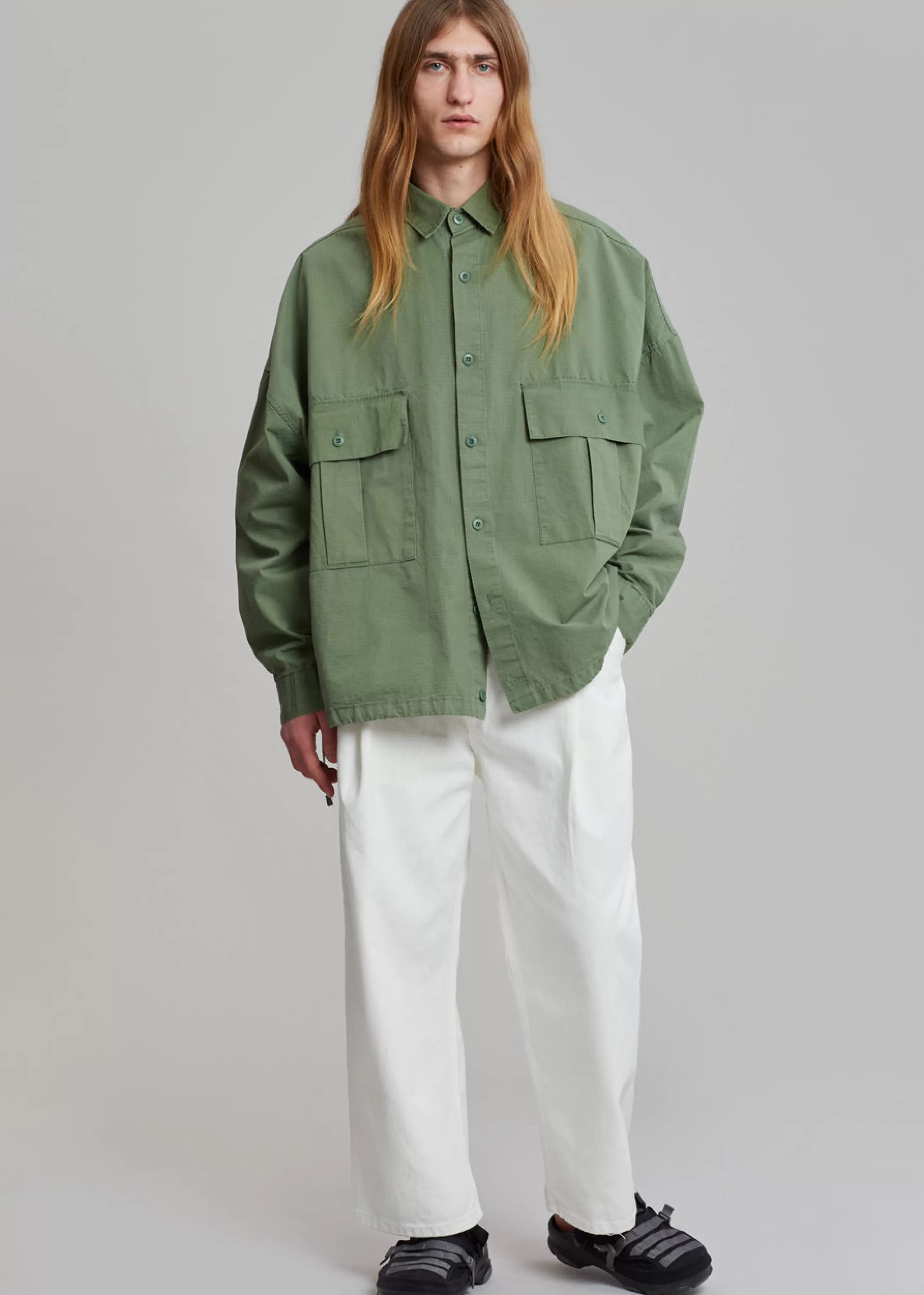 Tops | The Frankie Shop Seb Cargo Shirt Army Green