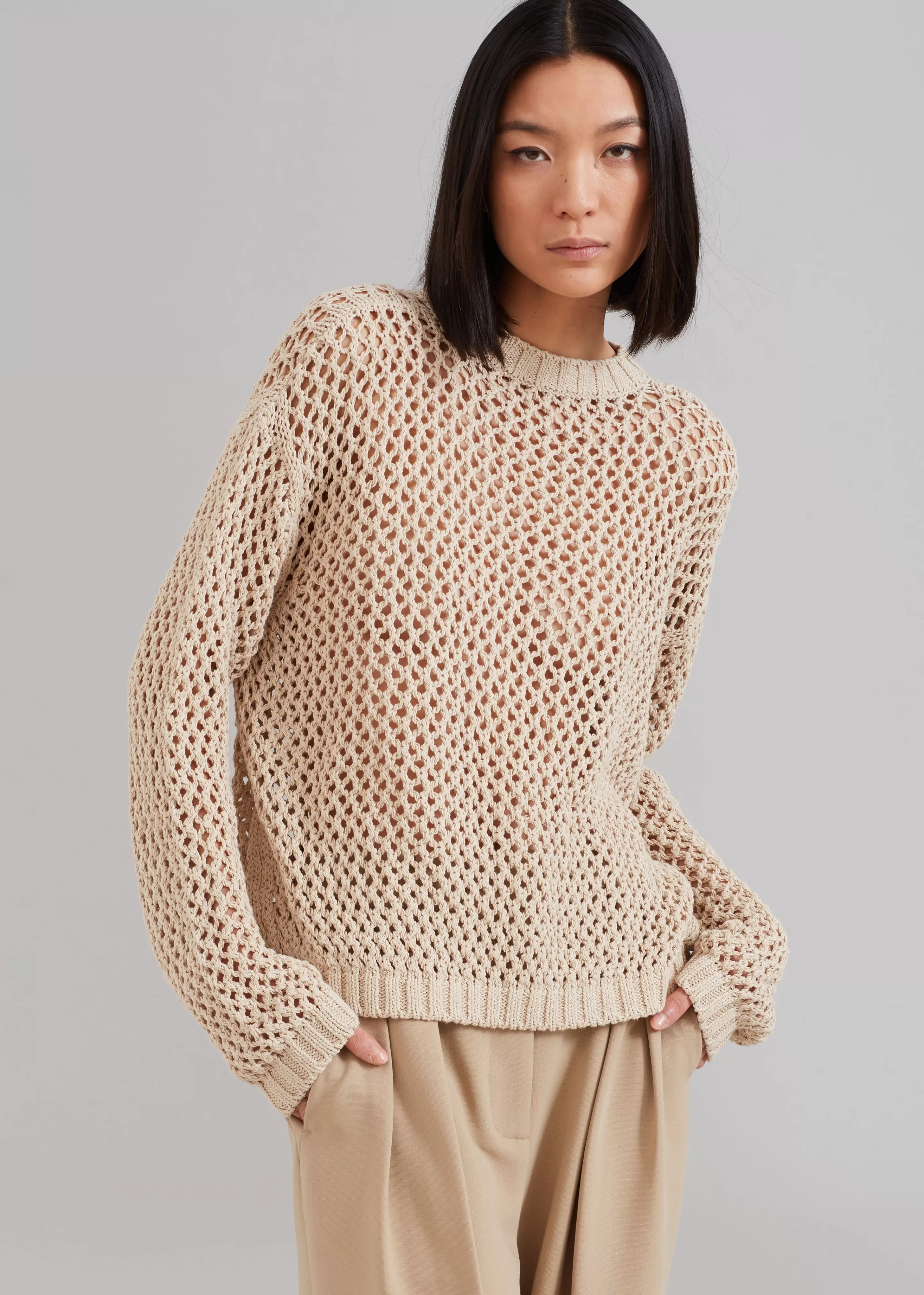 Knitwear | The Frankie Shop Sedona Net Top Beige