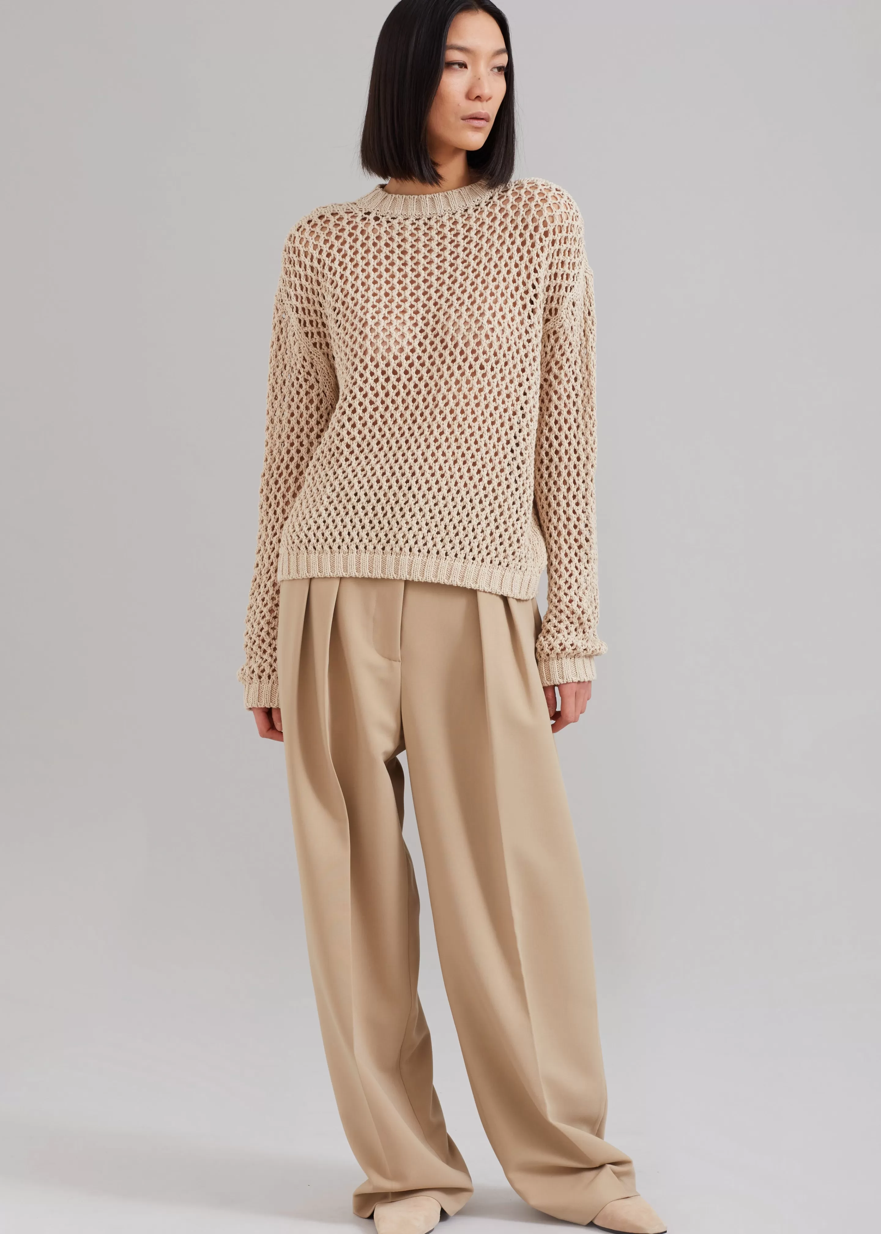 Knitwear | The Frankie Shop Sedona Net Top Beige