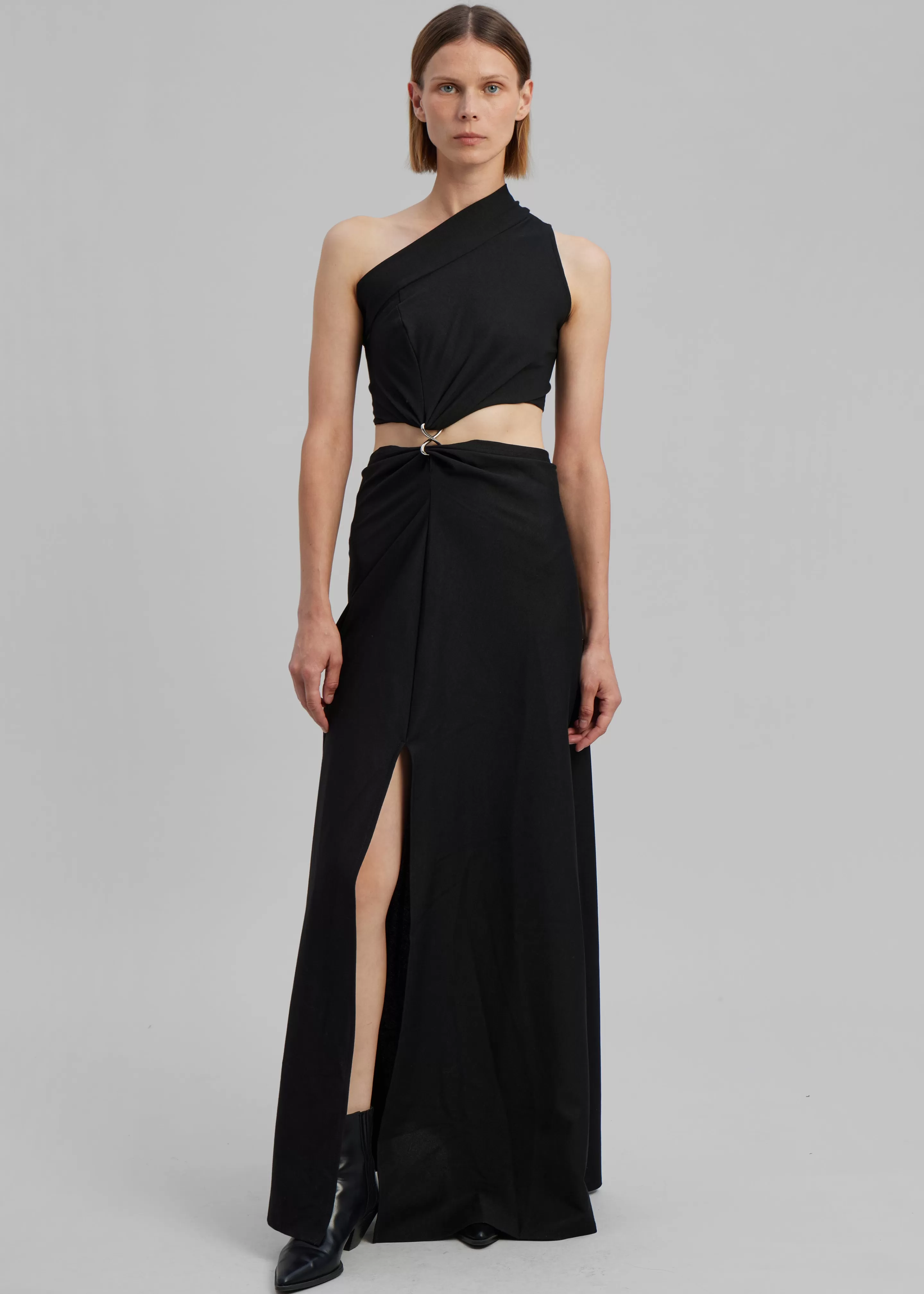 Dresses | The Frankie Shop Sid Neigum Knit One-Shoulder Strap Dress W Hardware Detail Black