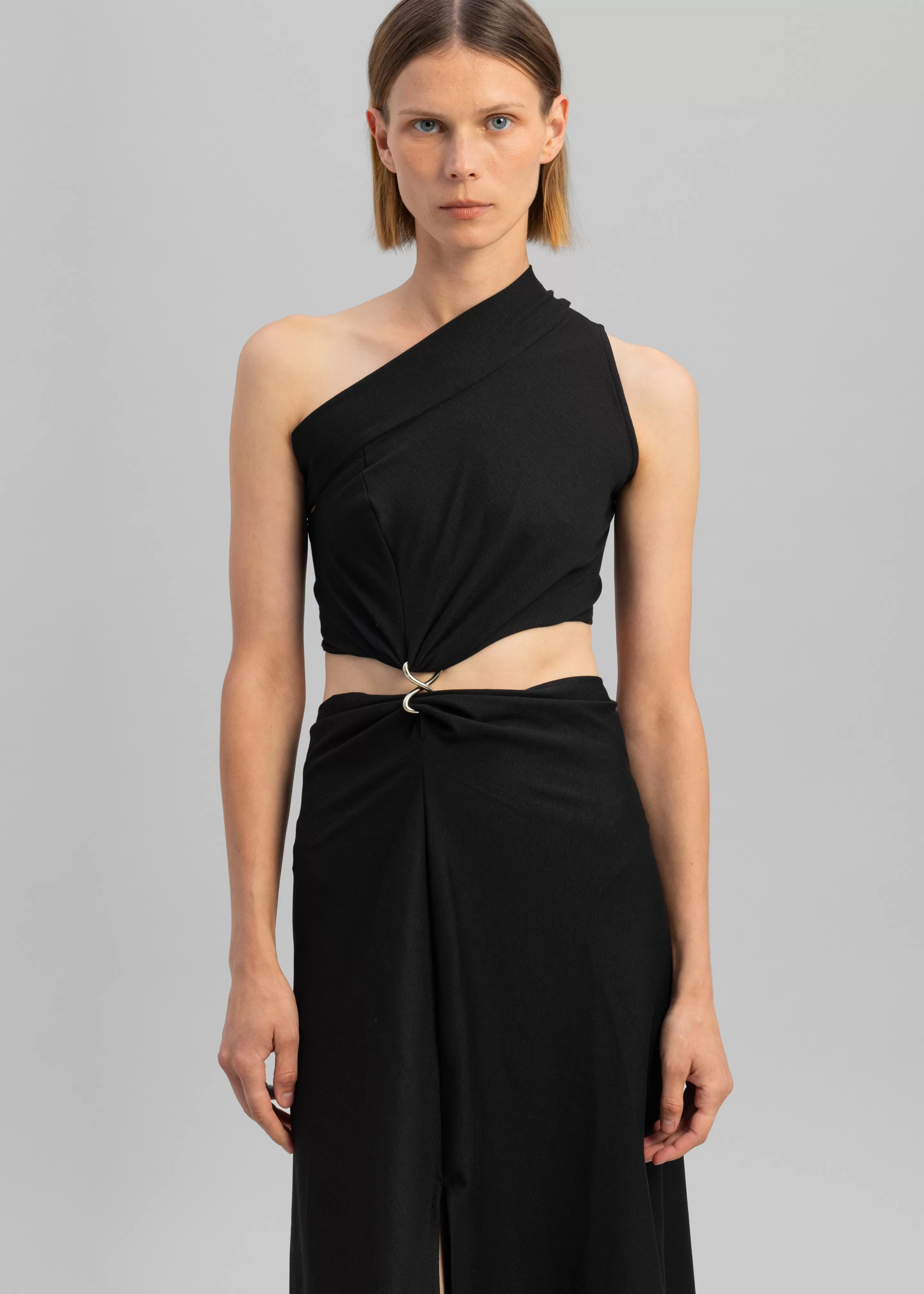 Dresses | The Frankie Shop Sid Neigum Knit One-Shoulder Strap Dress W Hardware Detail Black